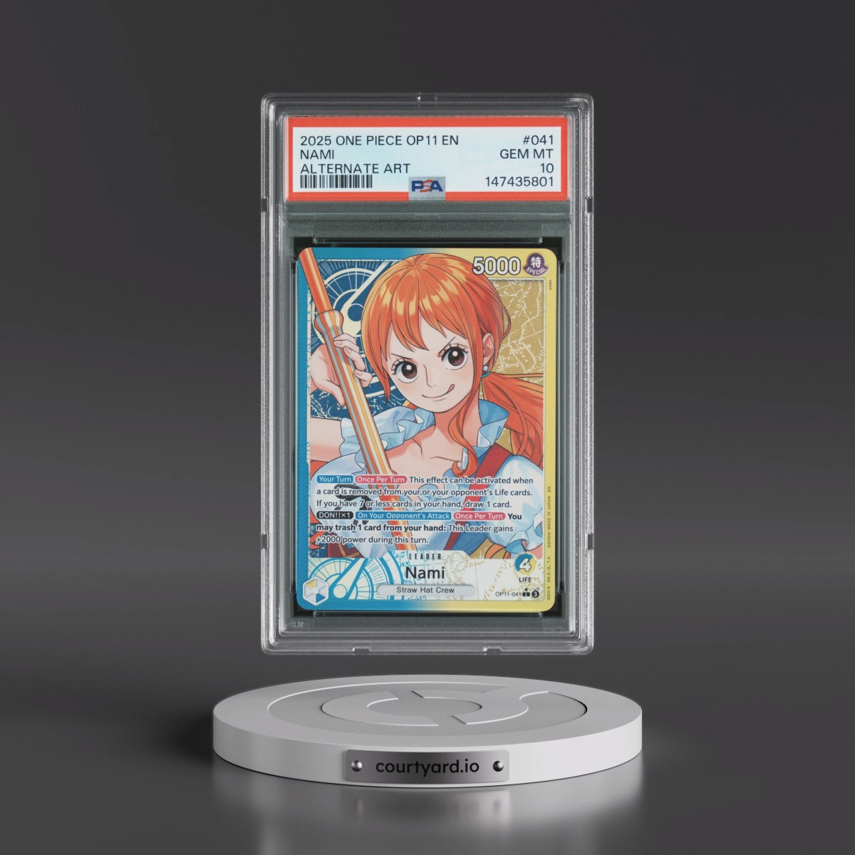 2025 One Piece OP11-A Fist of Divine Speed #041 Nami - Alternate Art (PSA 10 GEM MINT)
