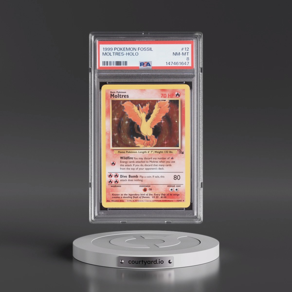 1999 Pokémon Fossil #12 Moltres - Holo (PSA 8 NM-MT)