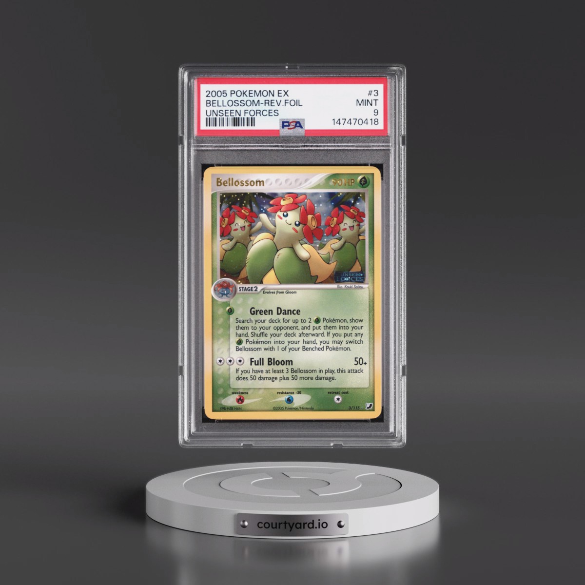 2005 Pokémon EX Unseen Forces #3 Bellossom - Reverse Foil (PSA 9 MINT)