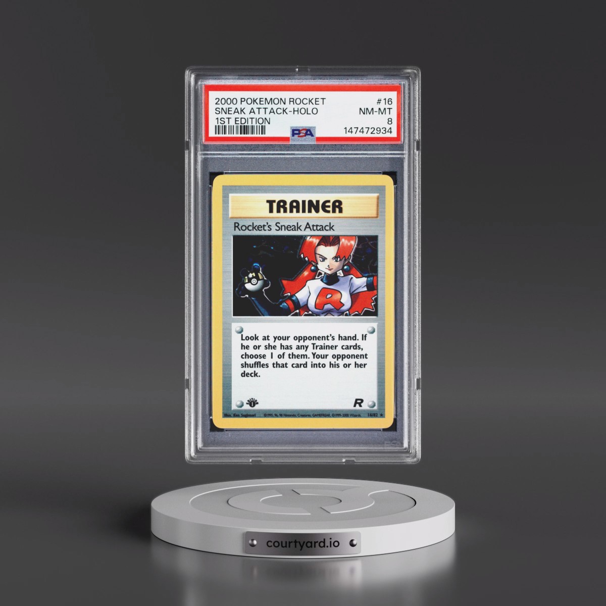 2000 Pokémon Rocket #16 Rocket's Sneak Attack - 1st Edition Holo (PSA 8 NM-MT)