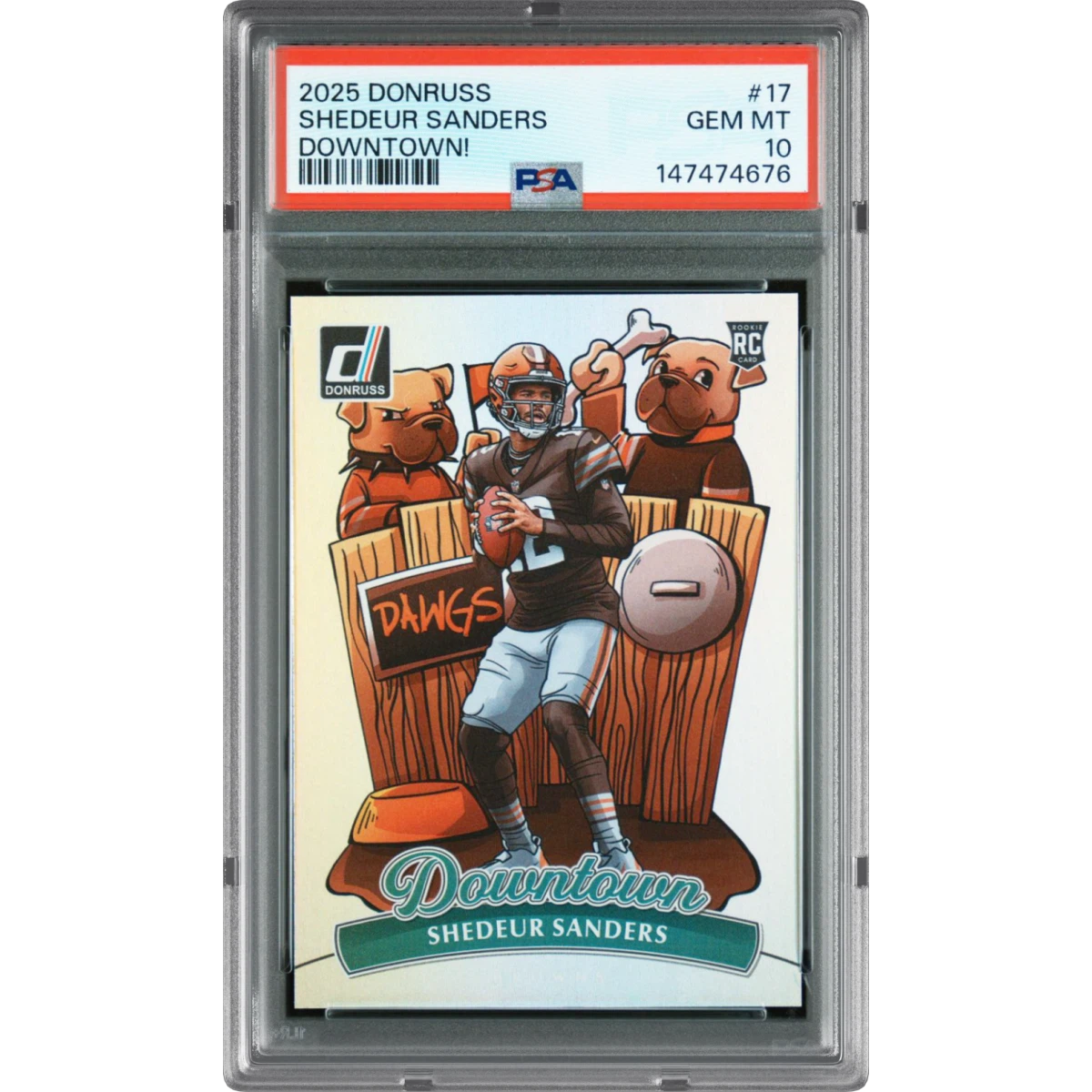 2025 Panini Donruss Downtown #17 Shedeur Sanders, PSA 10