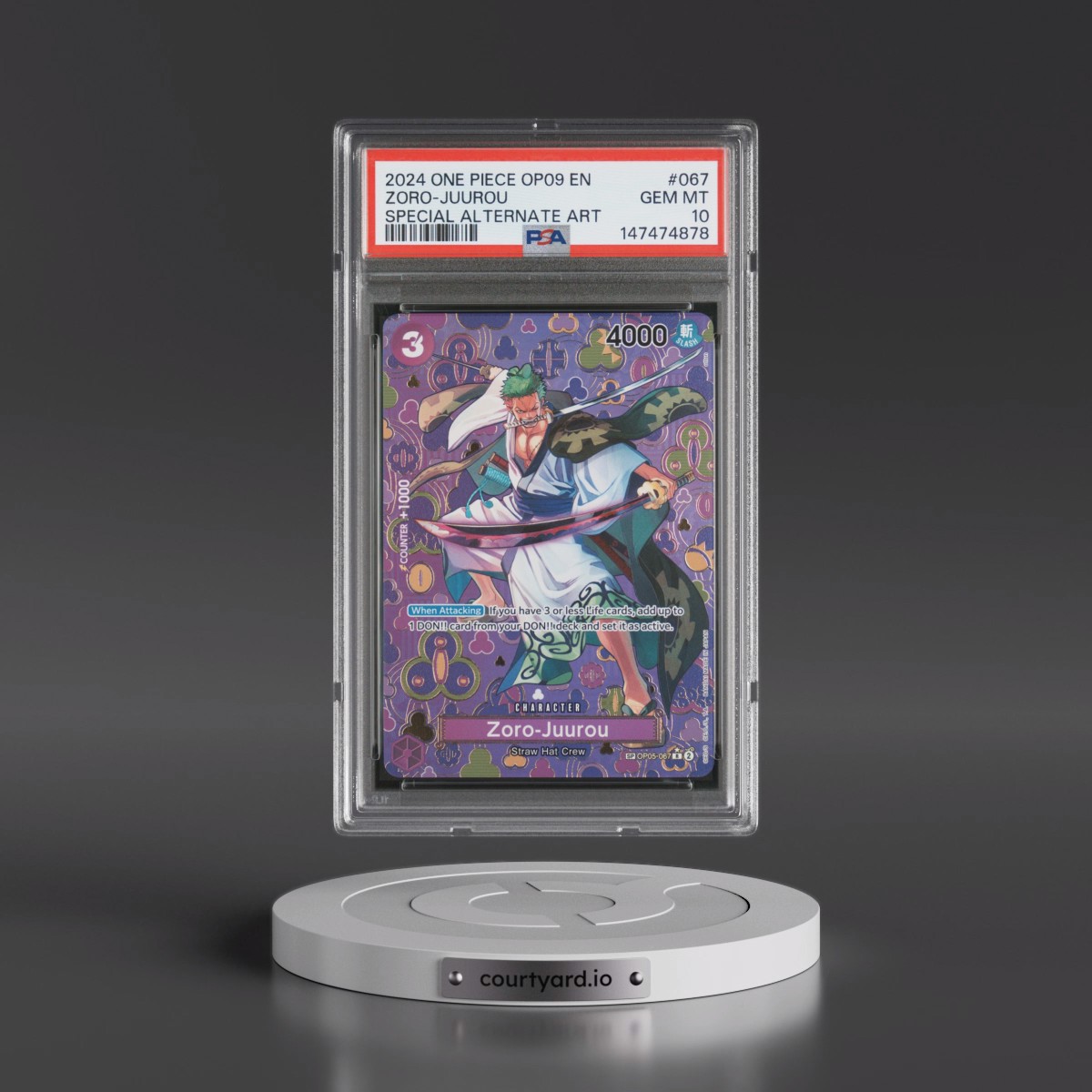 2024 One Piece OP09-Emperors in the New World #067 Zoro-Juurou - Special Alternate Art (PSA 10 GEM MINT)