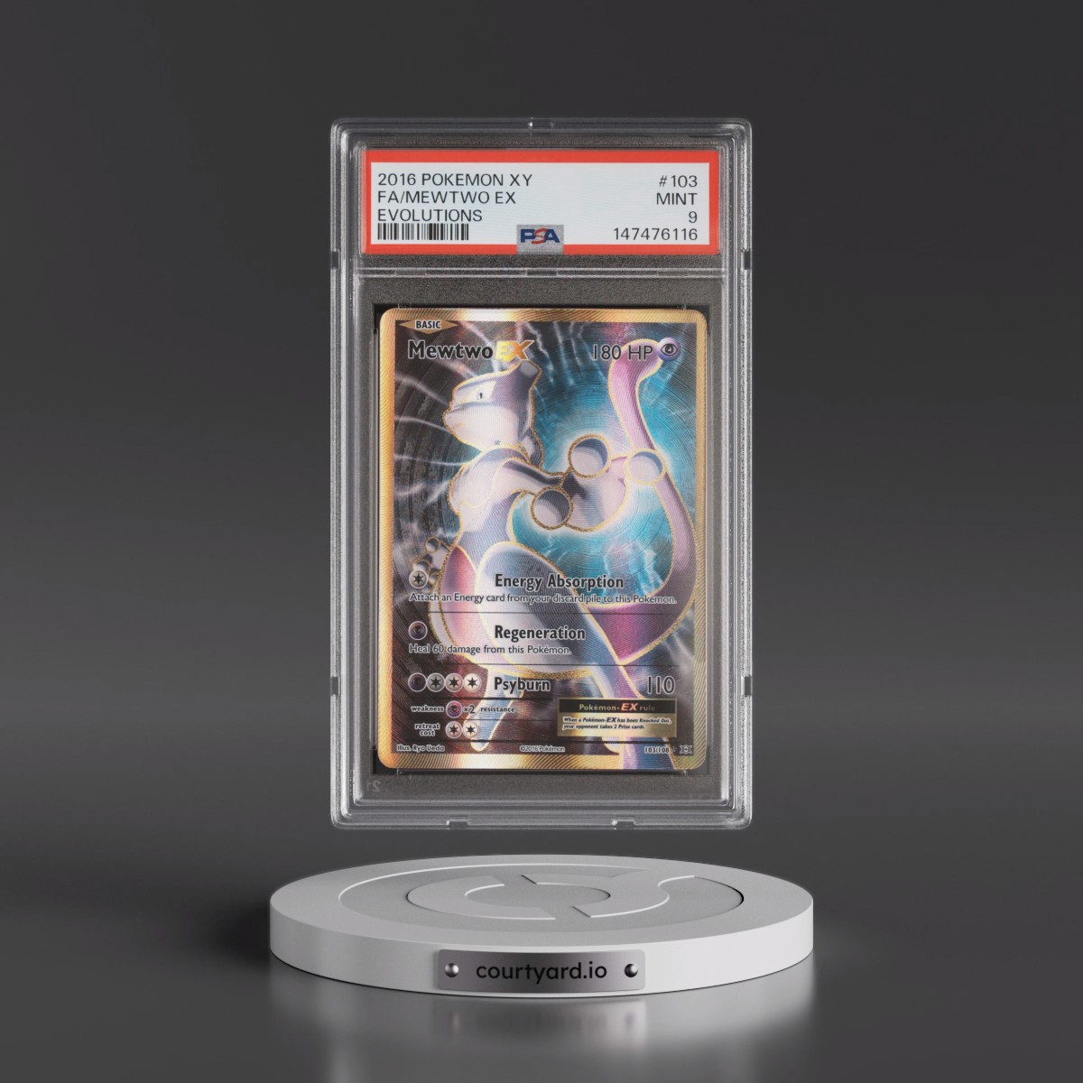 2016 Pokémon XY Evolutions #103 Mewtwo EX - Holo Full Art (PSA 9 MINT)