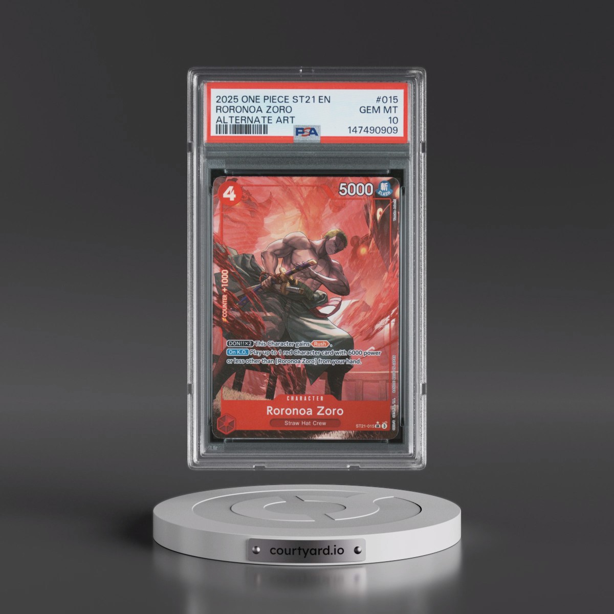 2025 One Piece Starter Deck ST21-EX Gear 5 #015 Roronoa Zoro - Alternate Art (PSA 10 GEM MINT)
