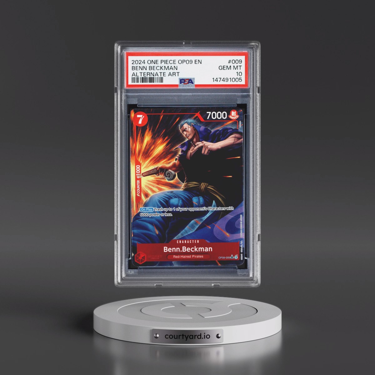 2024 One Piece OP09-Emperors in the New World #009 Benn Beckman - Alternate Art (PSA 10 GEM MINT)