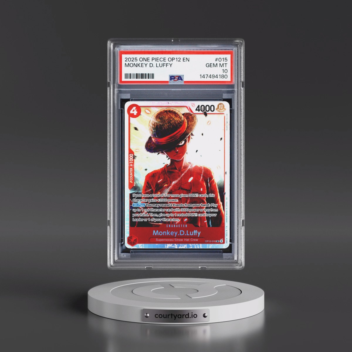 2025 One Piece OP12-Legacy of the Master #015 Monkey D. Luffy (PSA 10 GEM MINT)