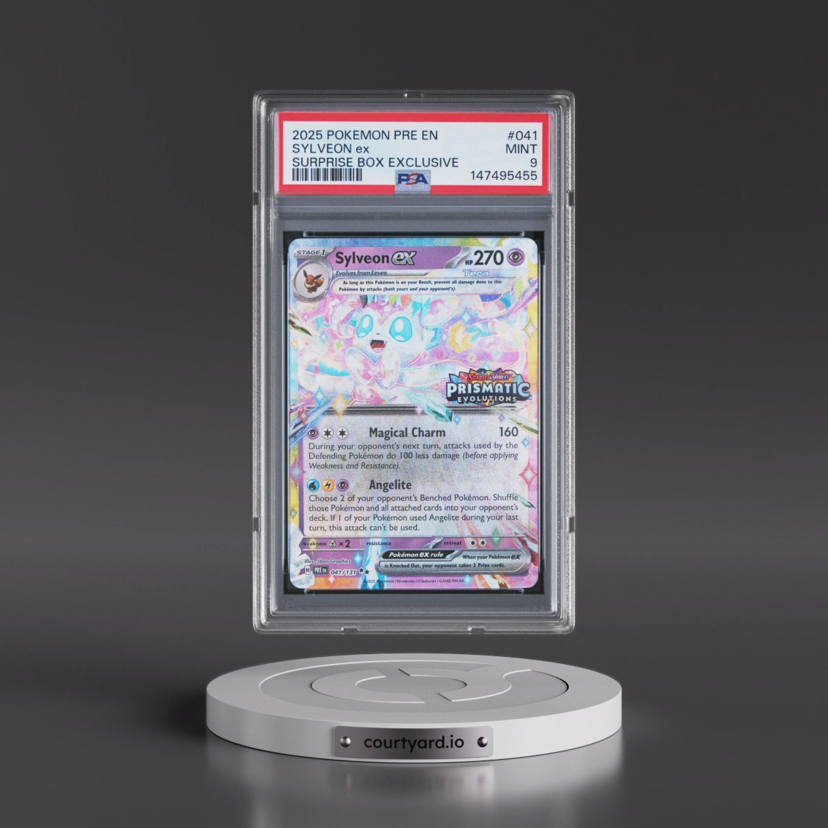 2025 Pokémon Pre EN-Prismatic Evolutions #041 Sylveon EX - Holo Surprise Box Exclusive (PSA 9 MINT)