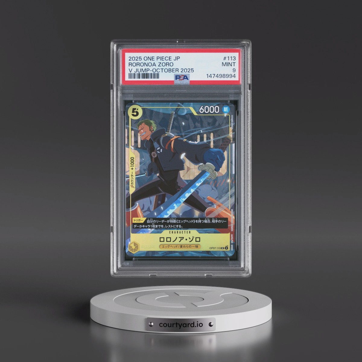 2025 One Piece Japanese Promos #113 Roronoa Zoro - V Jump-October 2025 (PSA 9 MINT)