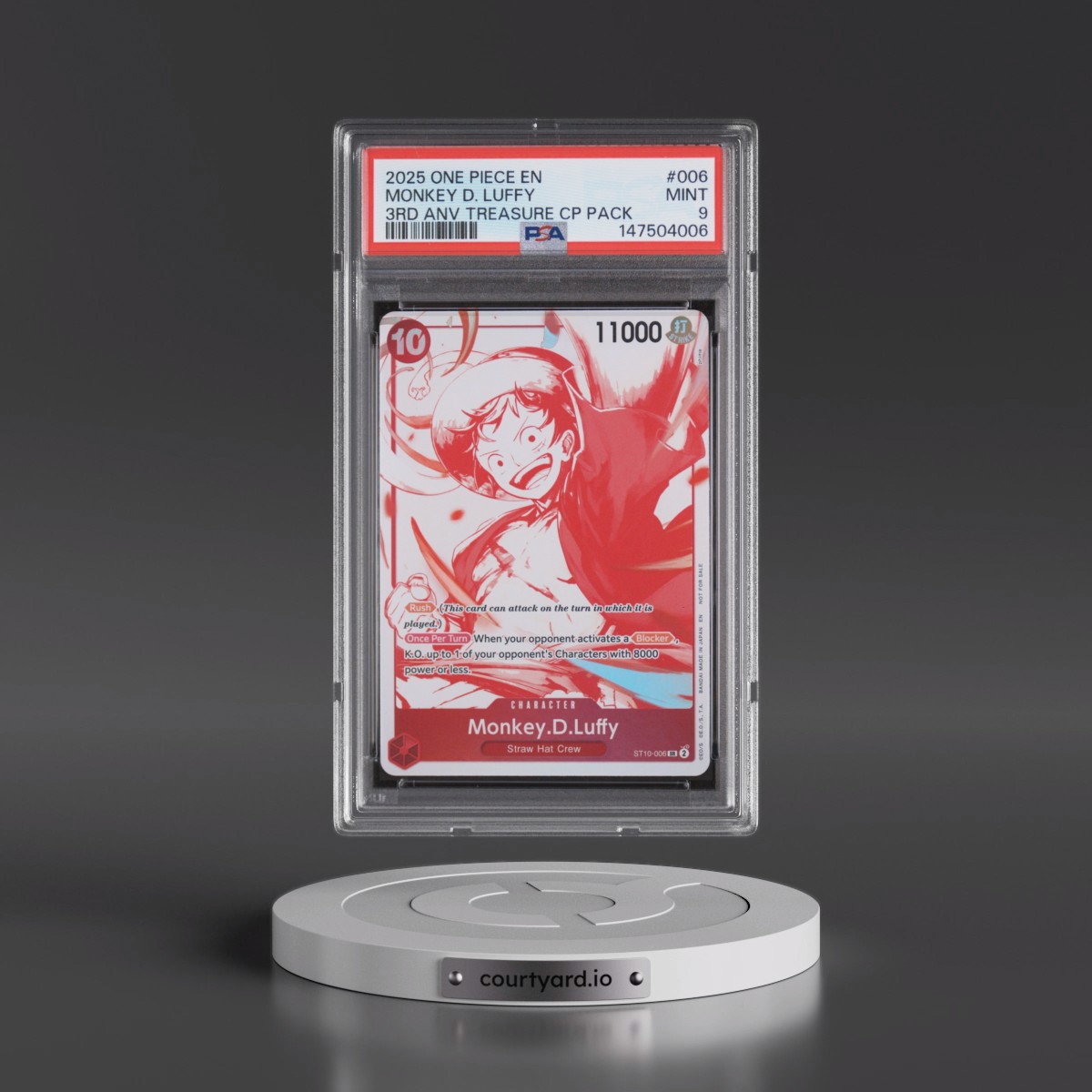 2025 One Piece 3rd Anniversary! One Piece Card Treasure Campaign Pack #006 Monkey D. Luffy (PSA 9 MINT)