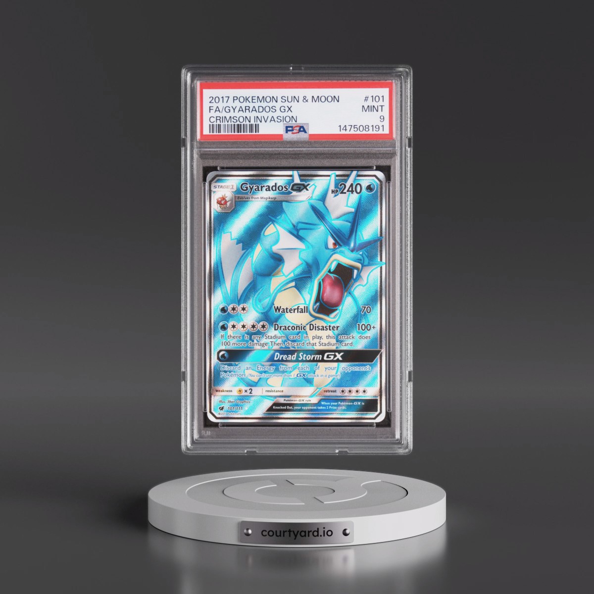 2017 Pokémon Sun & Moon Crimson Invasion #101 Gyarados GX - Holo Full Art (PSA 9 MINT)