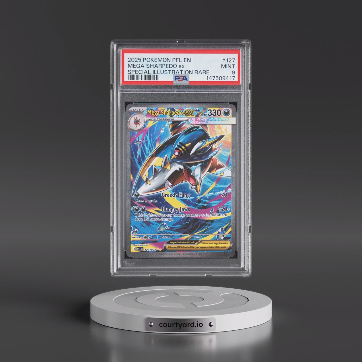 2025 Pokémon Pfl EN-Phantasmal Flames #127 Mega Sharpedo EX - Holo Special Illustration Rare (PSA 9 MINT)