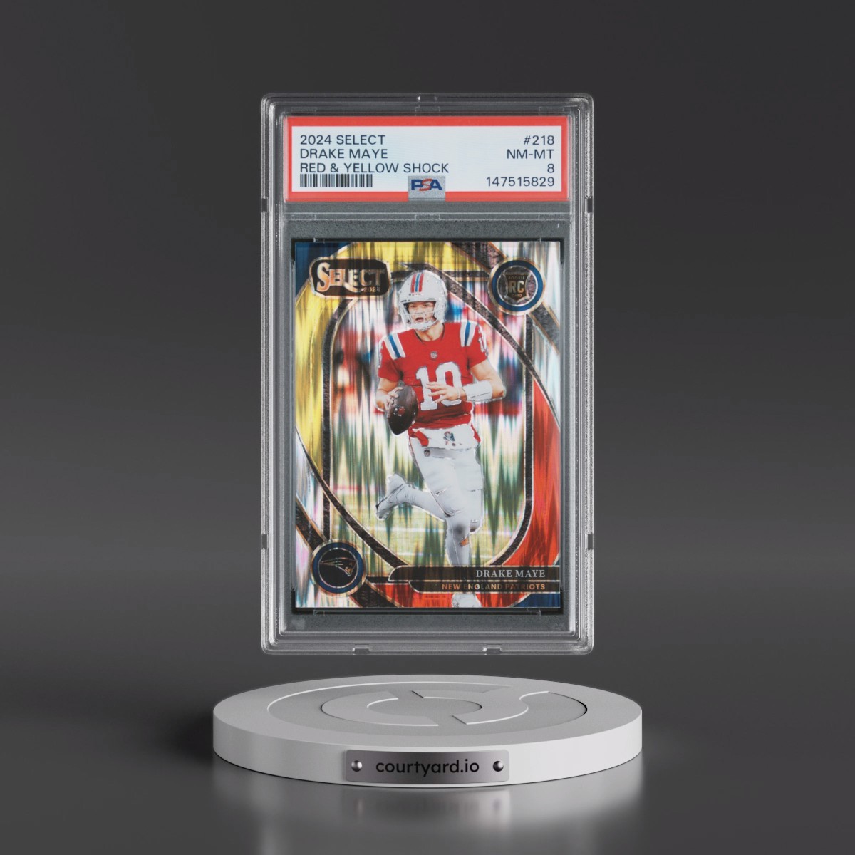 2024 Panini Select #218 Drake Maye - Red & Yellow Shock (PSA 8 NM-MT)