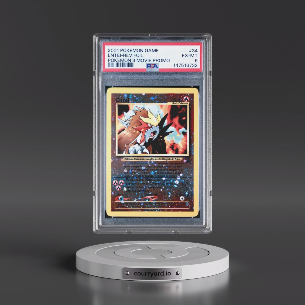 2001 Pokémon Game Movie #34 Entei - Reverse Foil Pokemon 3 Movie Promo (PSA 6 EX-MT)