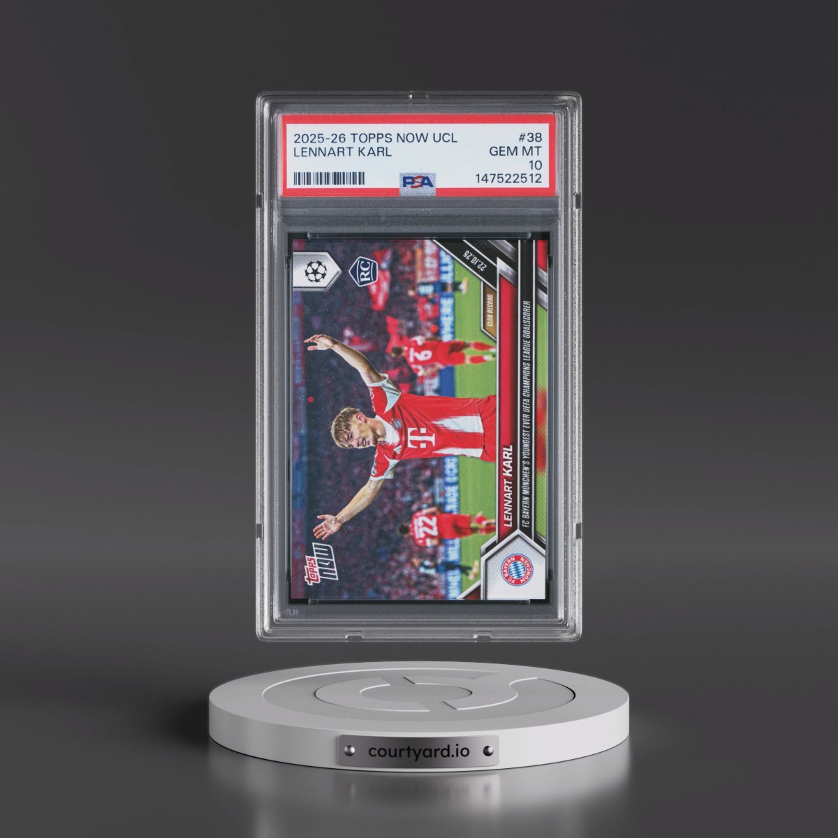 2025 Topps Now UEFA Champions League Lennart Karl #38 PSA 10
