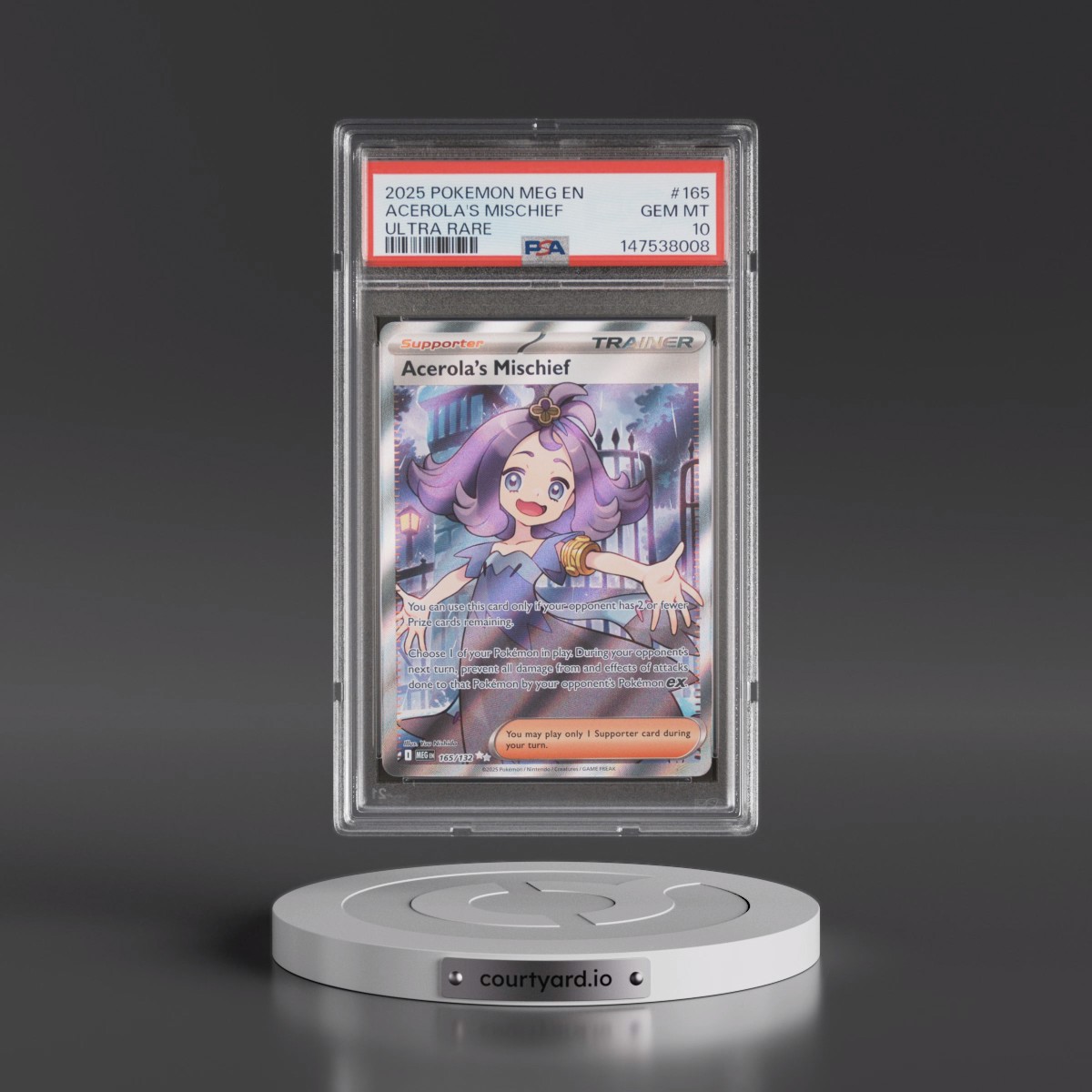 2025 Pokémon Meg EN-Mega Evolution #165 Acerola's Mischief - Ultra Rare (PSA 10 GEM MINT)