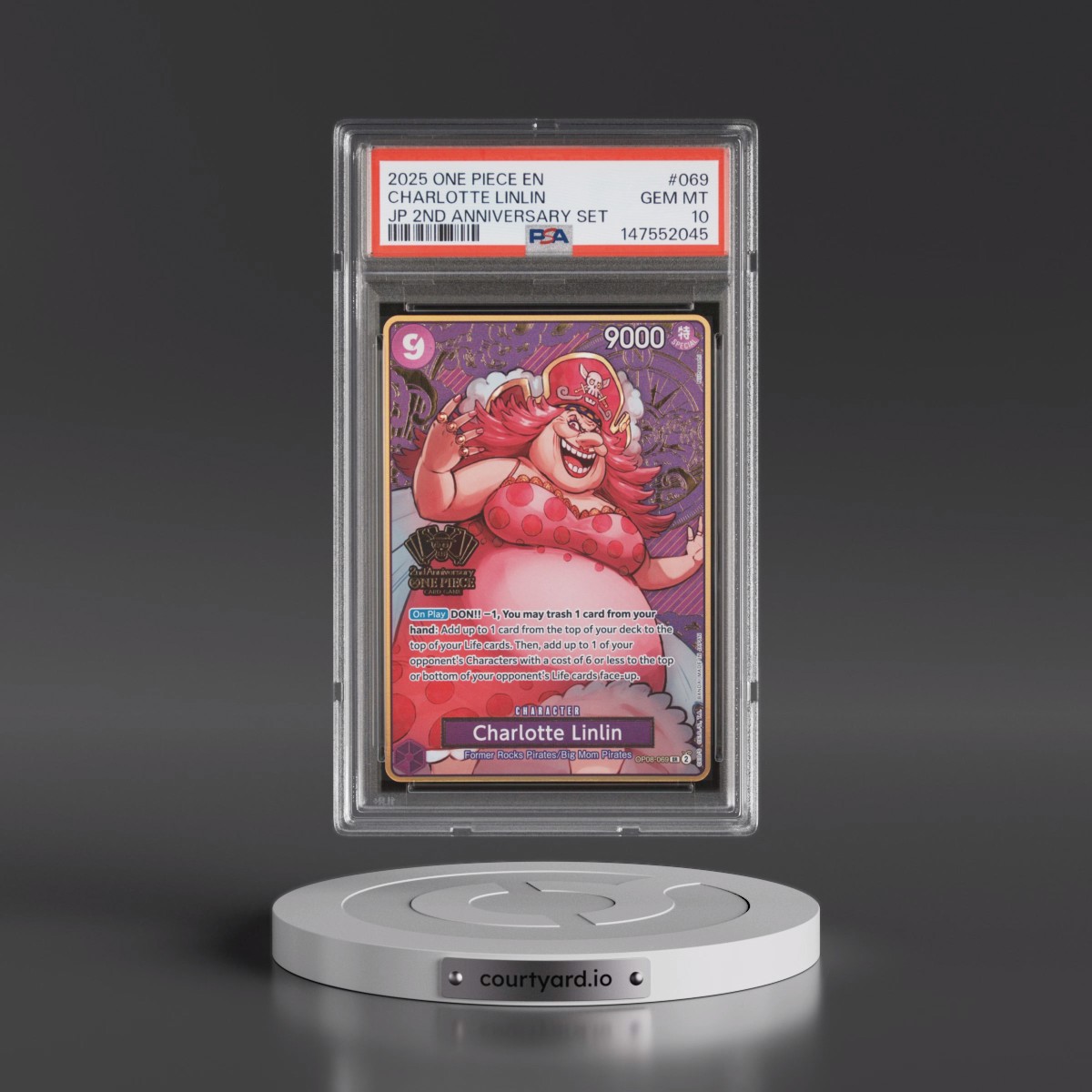 2025 One Piece Japanese 2nd Anniversary Set #069 Charlotte Linlin (PSA 10 GEM MINT)