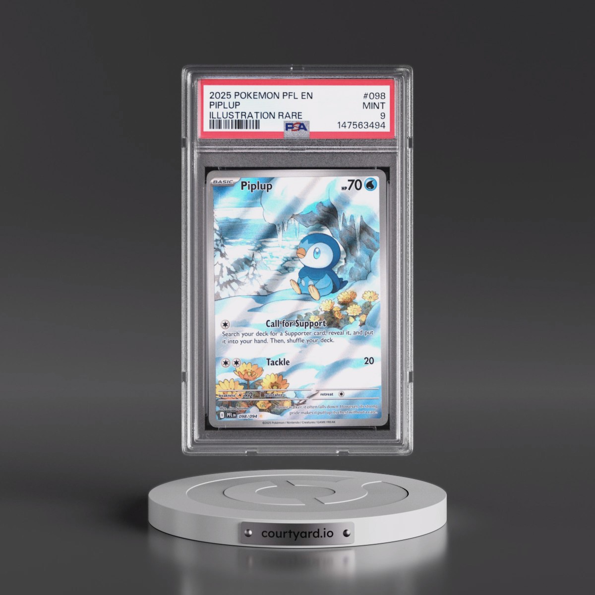 2025 Pokémon Pfl EN-Phantasmal Flames #098 Piplup - Illustration Rare (PSA 9 MINT)