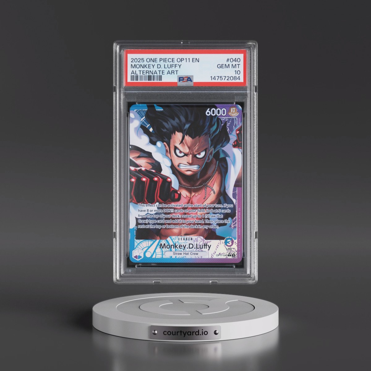 2025 One Piece OP11-A Fist of Divine Speed #040 Monkey D. Luffy - Alternate Art (PSA 10 GEM MINT)