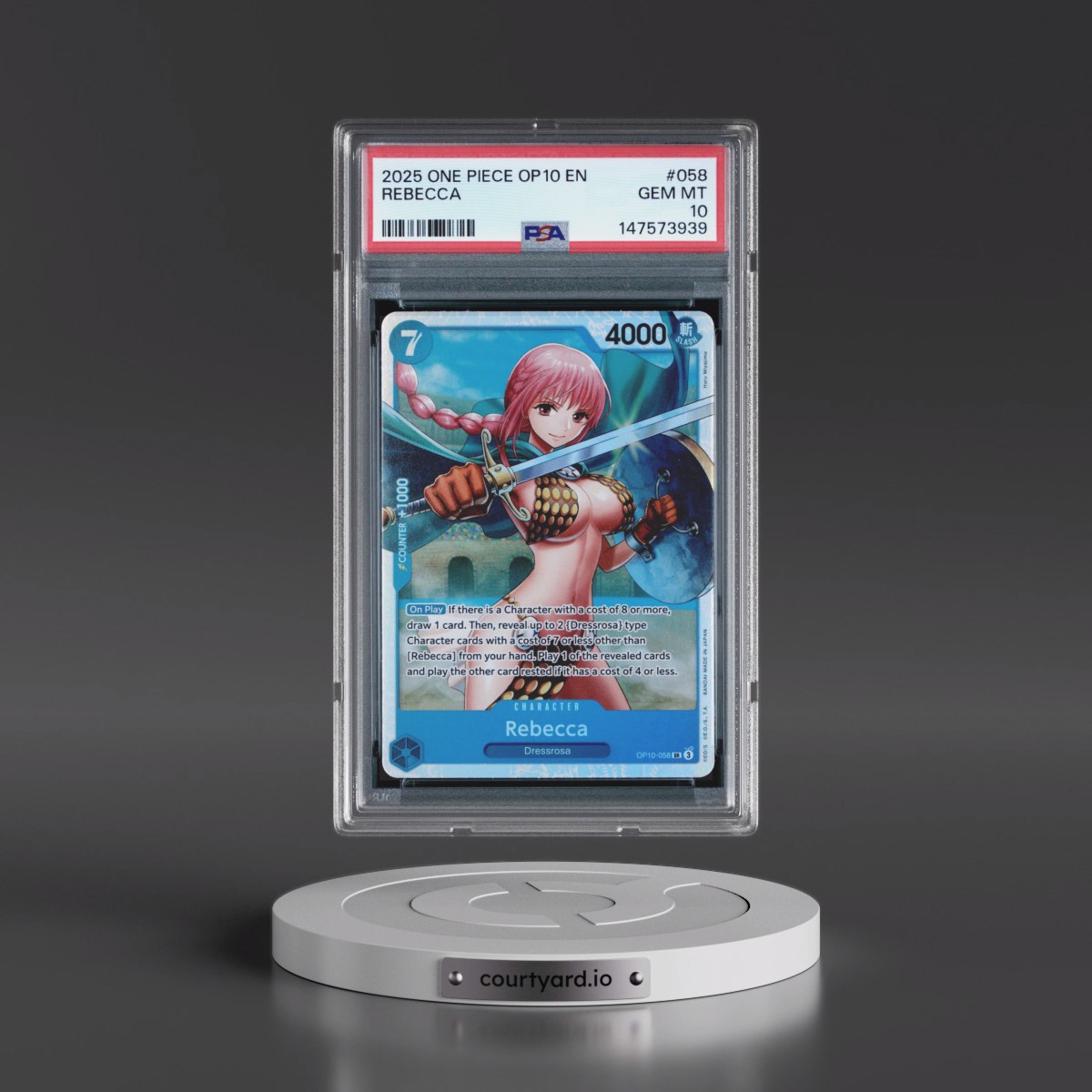 2025 One Piece OP10-Royal Blood #058 Rebecca (PSA 10 GEM MINT)
