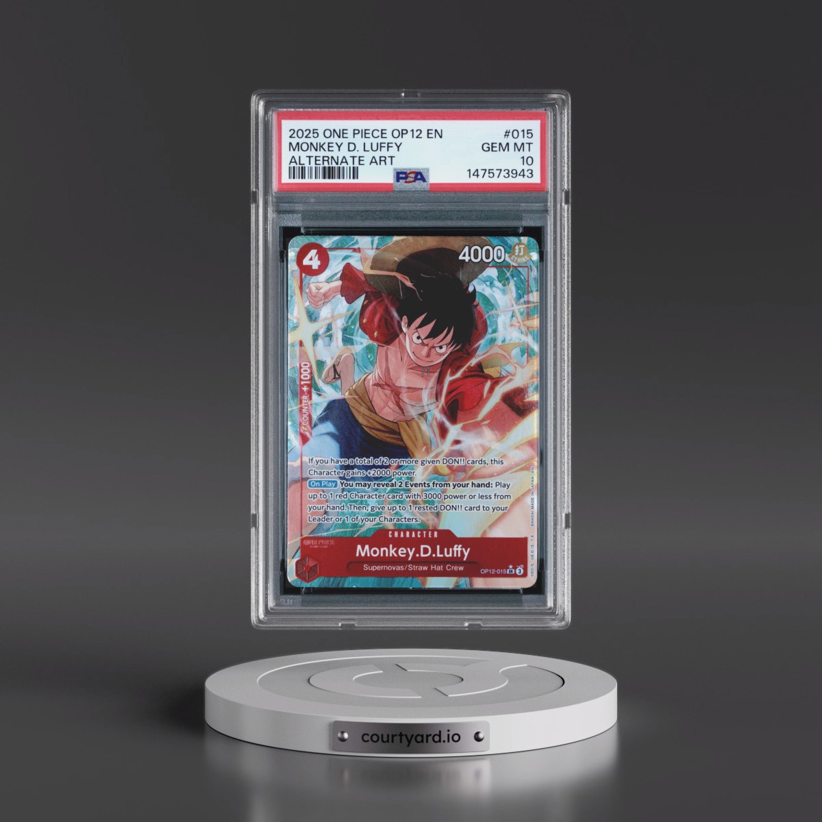 2025 One Piece OP12-Legacy of the Master #015 Monkey D. Luffy - Alternate Art (PSA 10 GEM MINT)