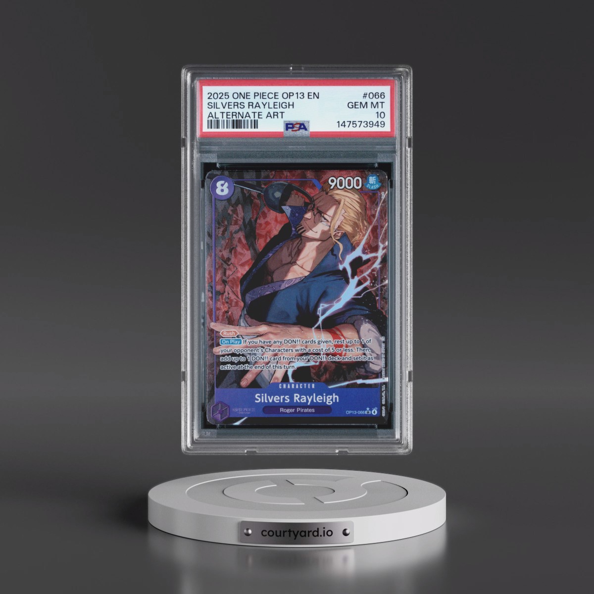 2025 One Piece OP13-Carrying on His Will #066 Silvers Rayleigh - Alternate Art (PSA 10 GEM MINT)