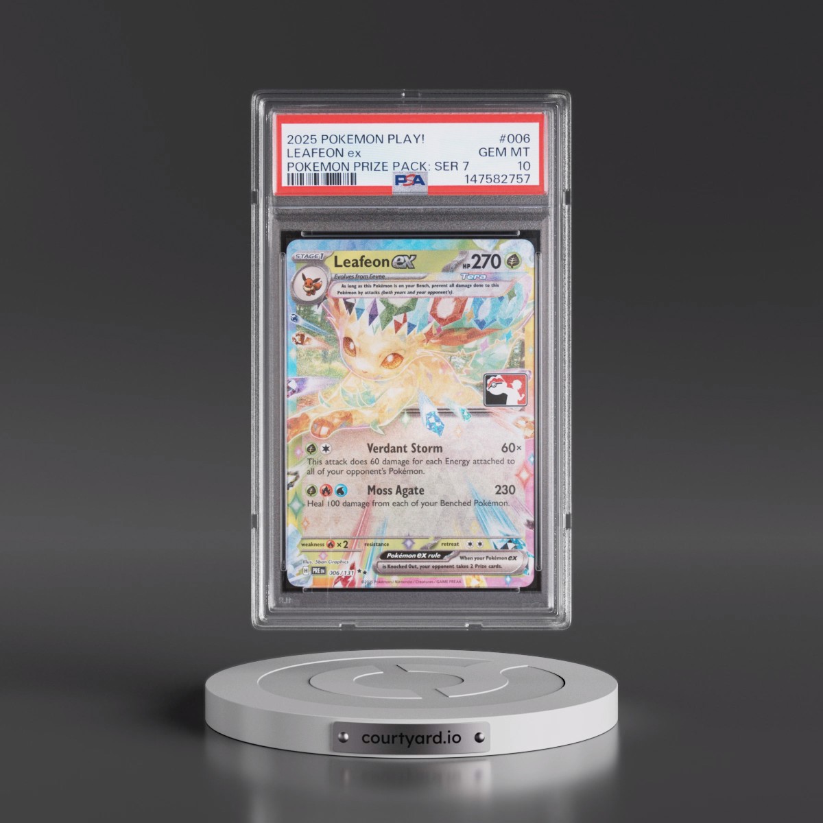2025 Pokémon Play! Pokémon Prize Pack: Series 7 #006 Leafeon EX - Holo (PSA 10 GEM MINT)