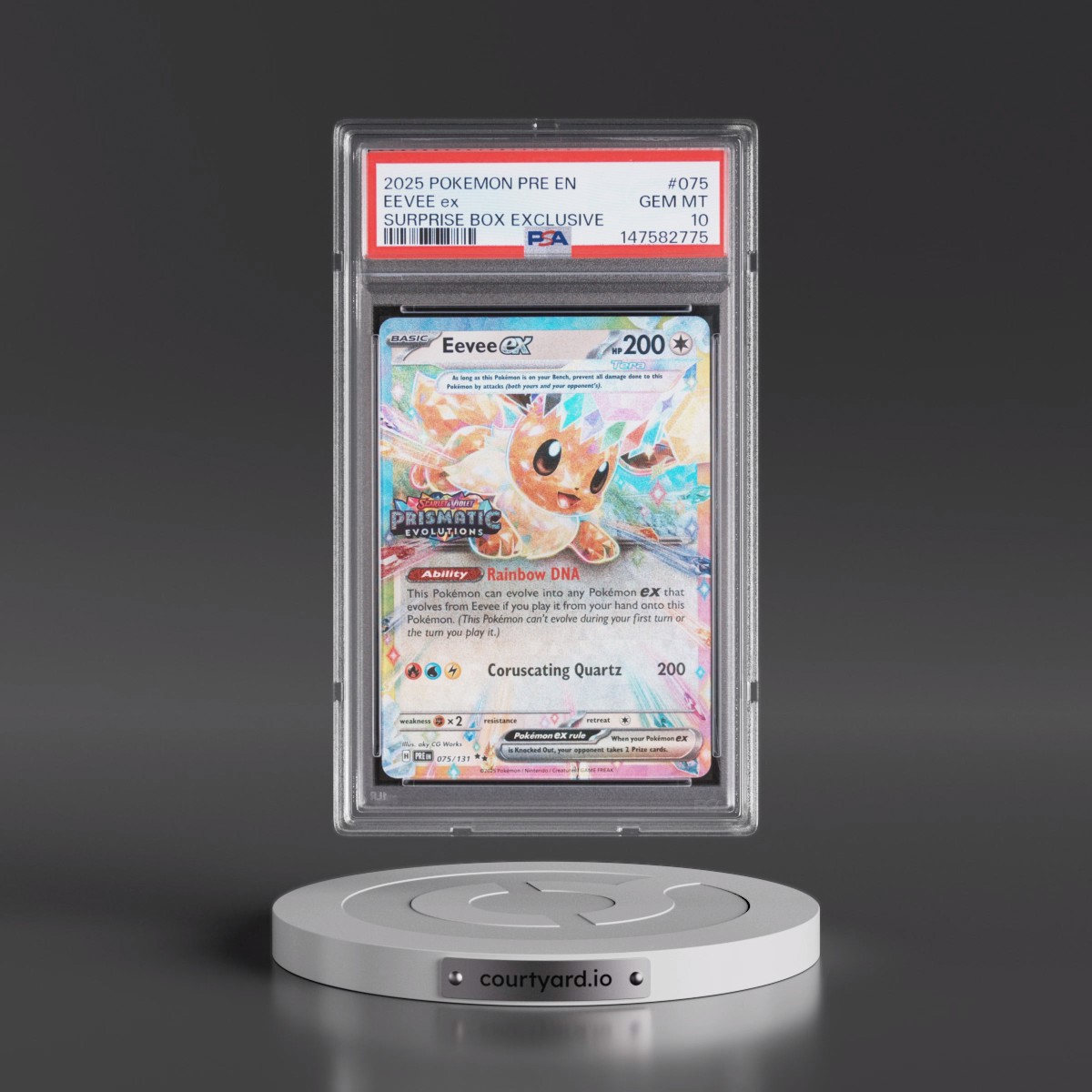 2025 Pokémon Pre EN-Prismatic Evolutions #075 Eevee EX - Holo Surprise Box Exclusive (PSA 10 GEM MINT)