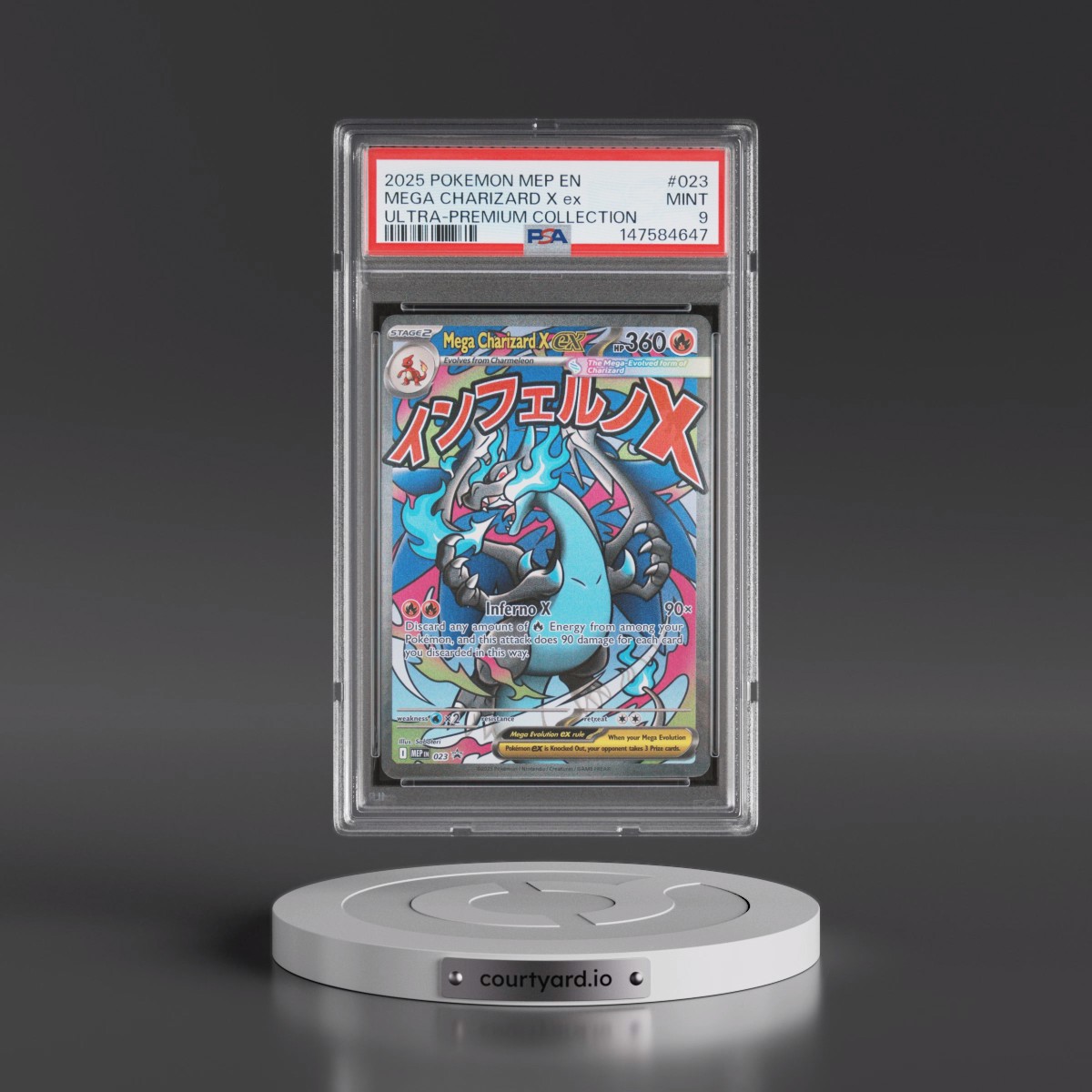 2025 Pokémon Mep EN-Me Black Star Promo #023 Mega Charizard X EX - Holo Mega Charizard X EX Ultra-Premium Collection (PSA 9 MINT)