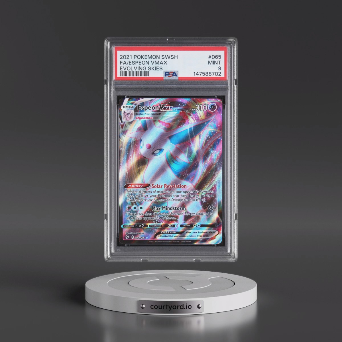 2021 Pokémon Sword & Shield Evolving Skies #065 Espeon Vmax - Full Art (PSA 9 MINT)