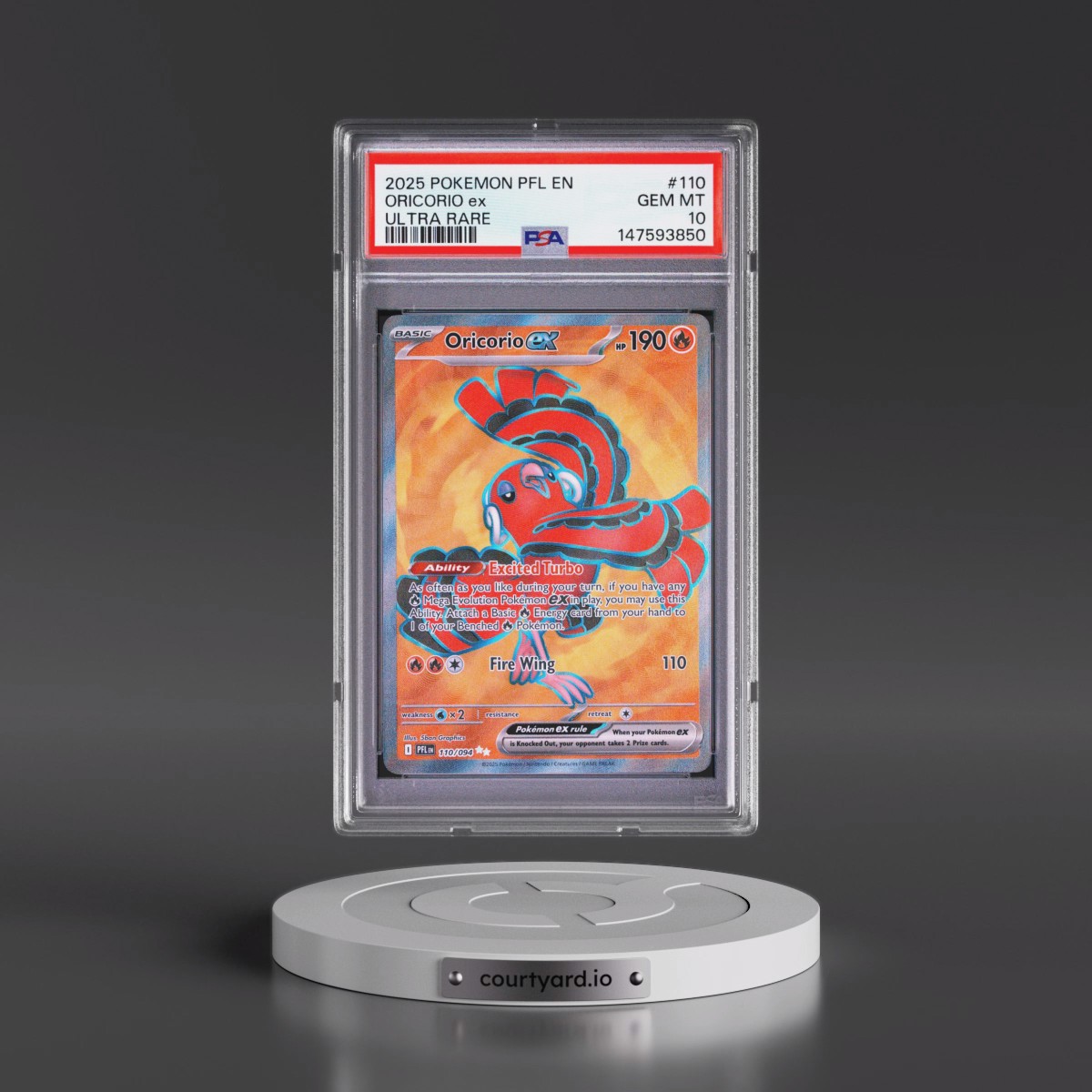 2025 Pokémon Pfl EN-Phantasmal Flames #110 Oricorio EX - Holo Ultra Rare (PSA 10 GEM MINT)