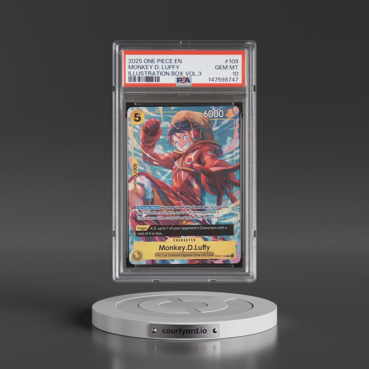 2025 One Piece Promos #109 Monkey D. Luffy - Illustration Box Vol.3 (PSA 10 GEM MINT)