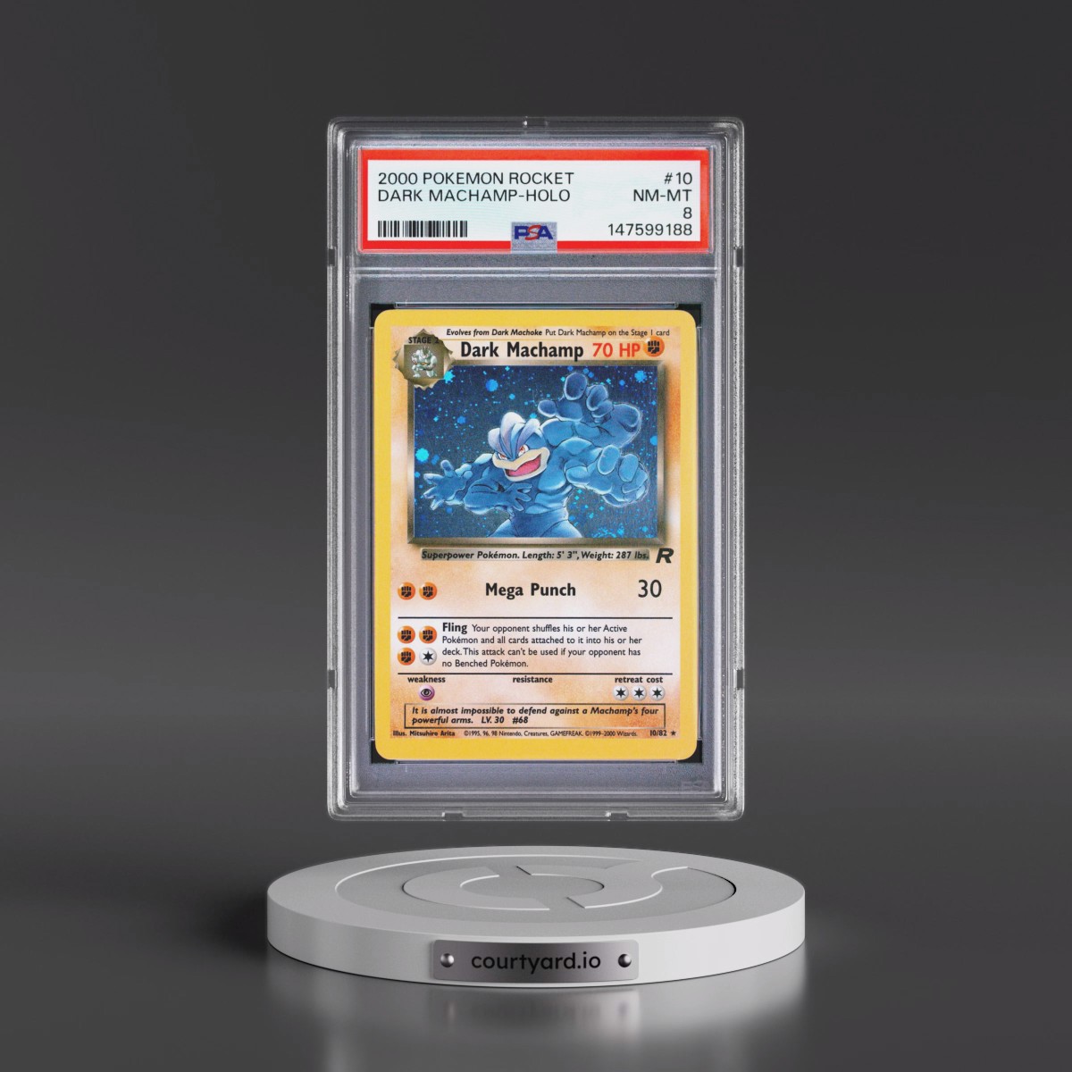 2000 Pokémon Rocket #10 Dark Machamp - Holo (PSA 8 NM-MT)