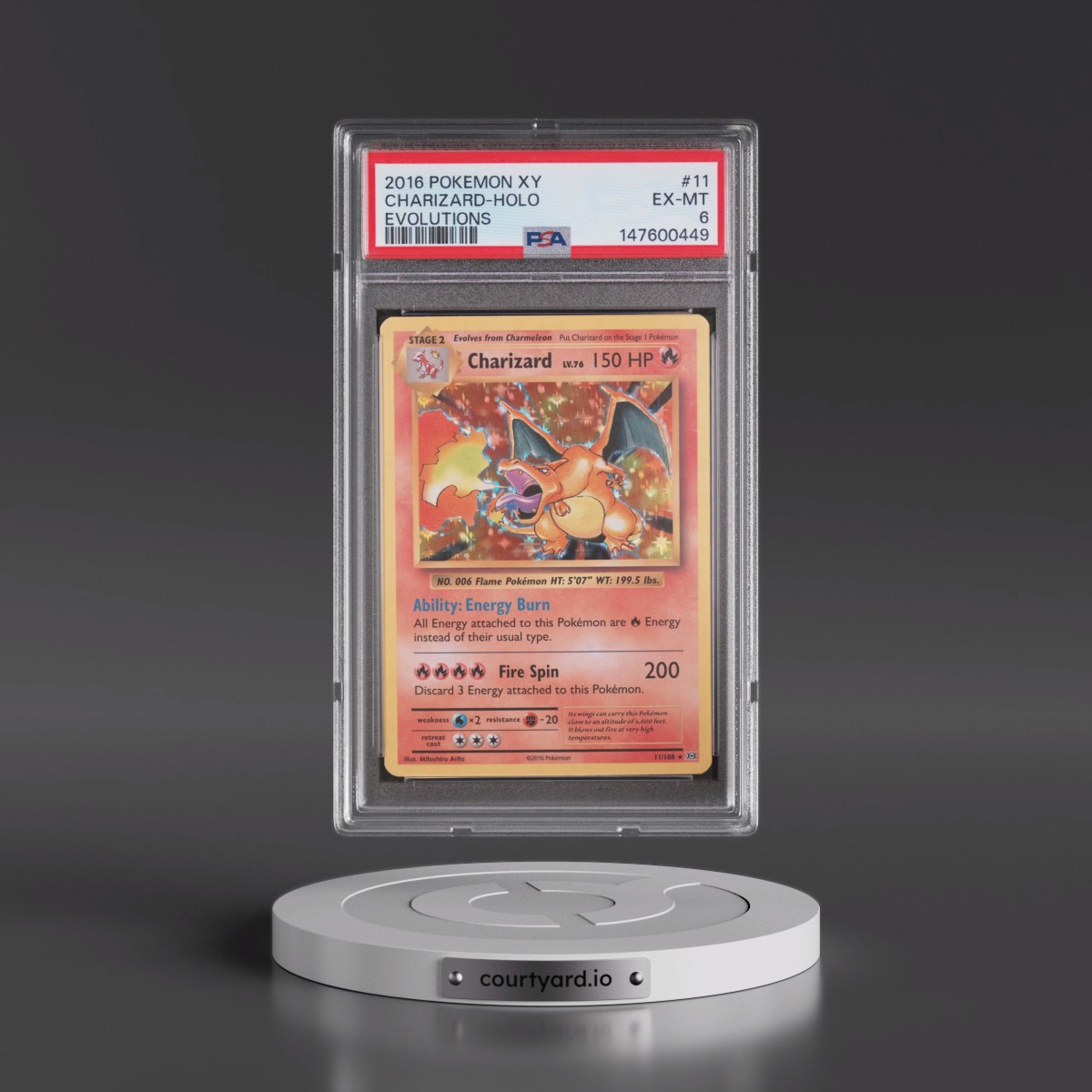 2016 Pokémon XY Evolutions #11 Charizard - Holo (PSA 6 EX-MT)