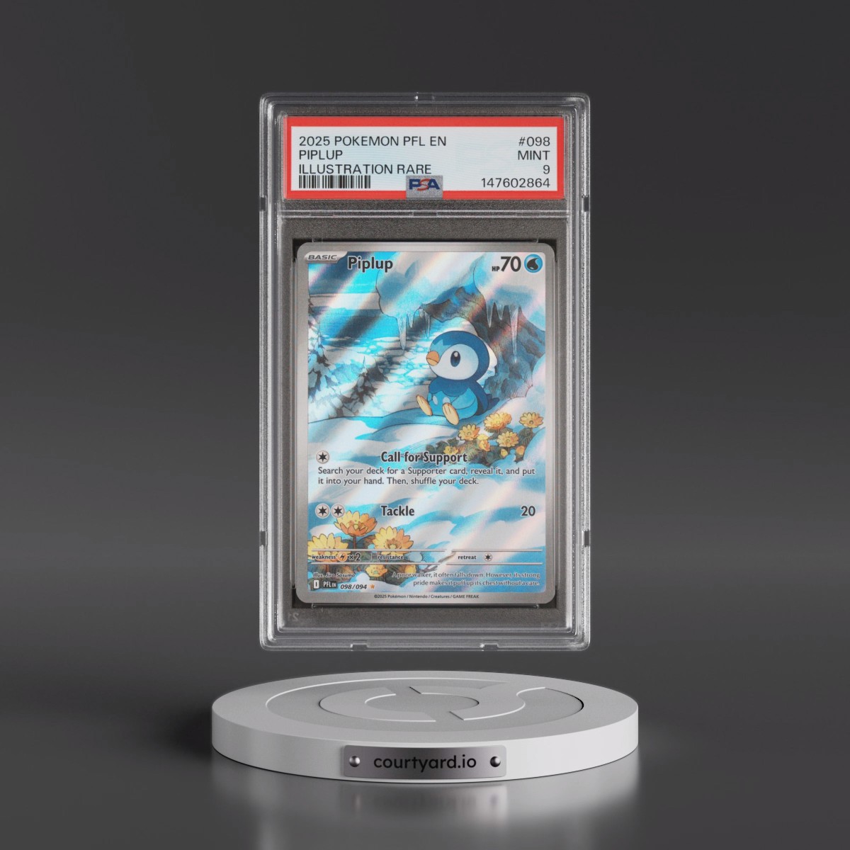 2025 Pokémon Pfl EN-Phantasmal Flames #098 Piplup - Illustration Rare (PSA 9 MINT)