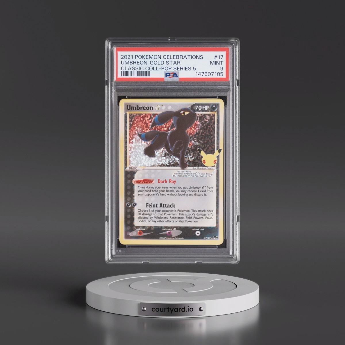2021 Pokémon Celebrations Classic Collection #17 Umbreon-Gold Star (PSA 9 MINT)