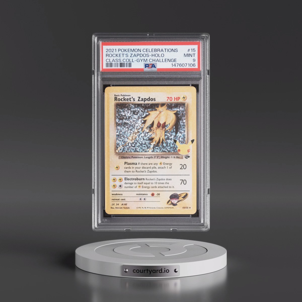 2021 Pokémon Celebrations Classic Collection #15 Rocket's Zapdos - Holo (PSA 9 MINT)