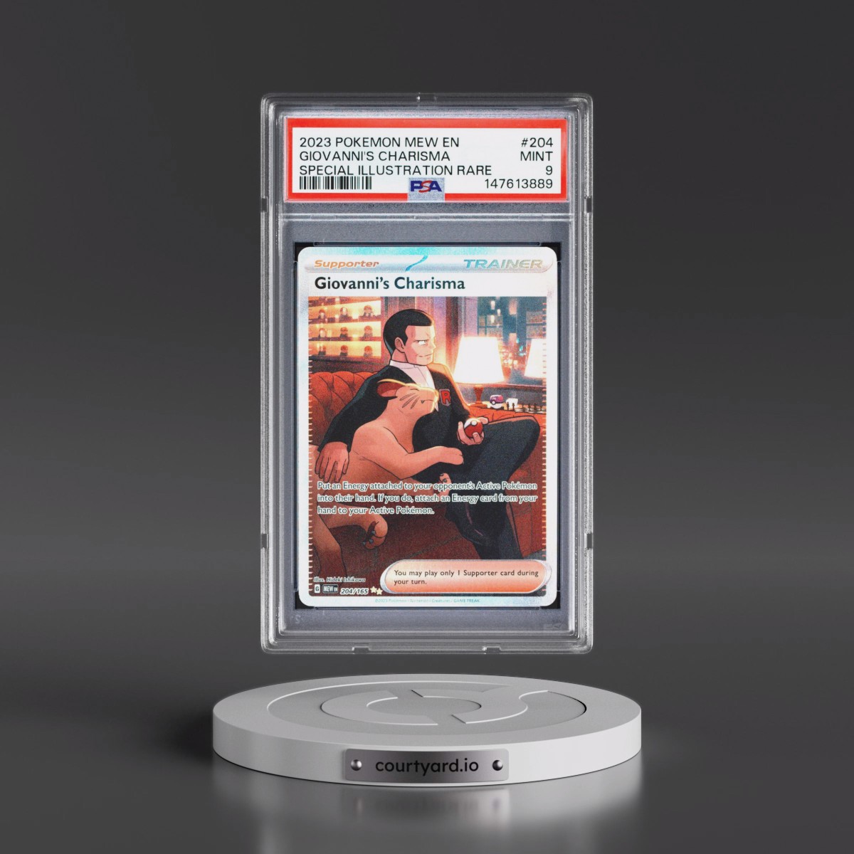 2023 Pokémon Mew EN-151 #204 Giovanni's Charisma - Special Illustration Rare (PSA 9 MINT)