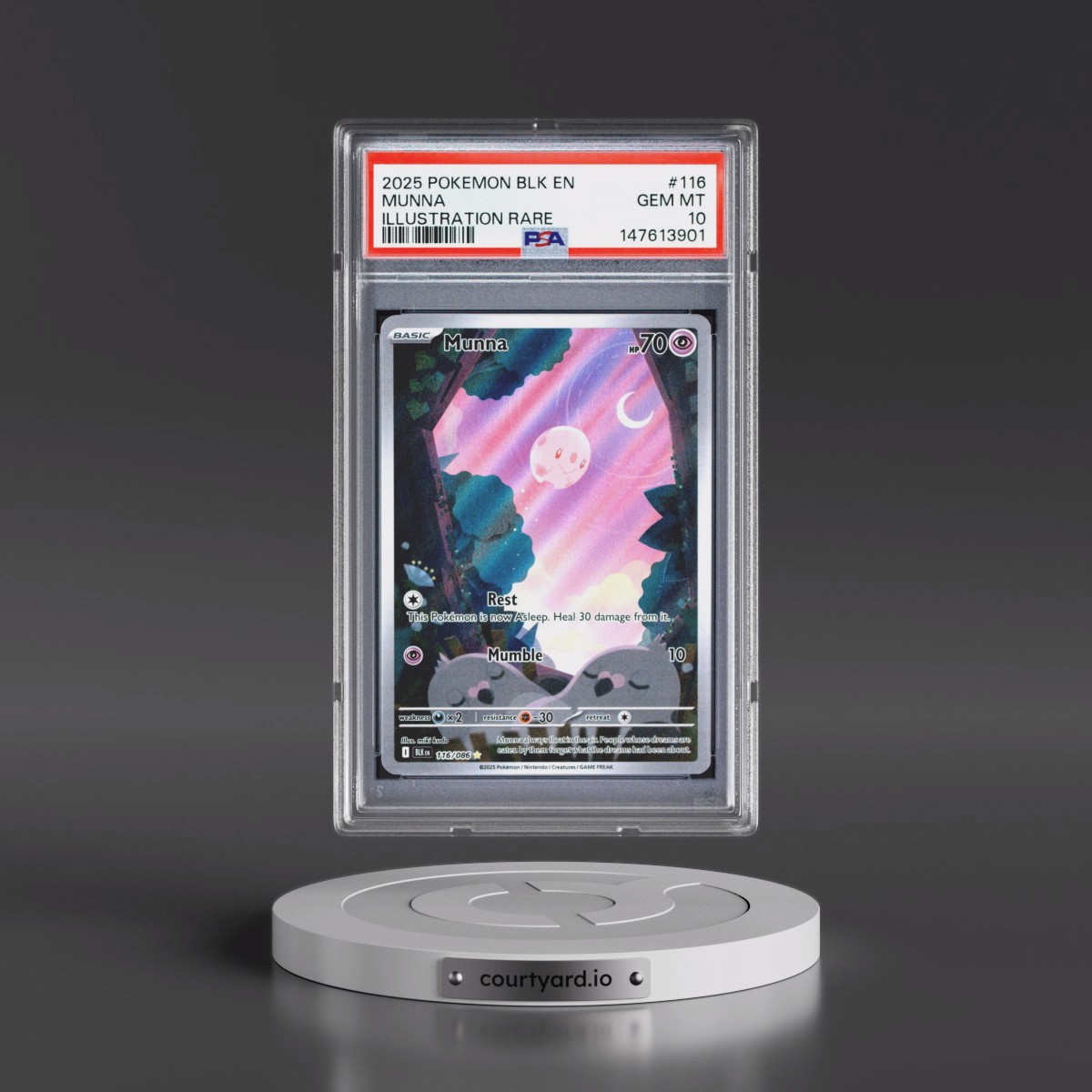 2025 Pokémon Blk EN-Black Bolt #116 Munna - Illustration Rare (PSA 10 GEM MINT)