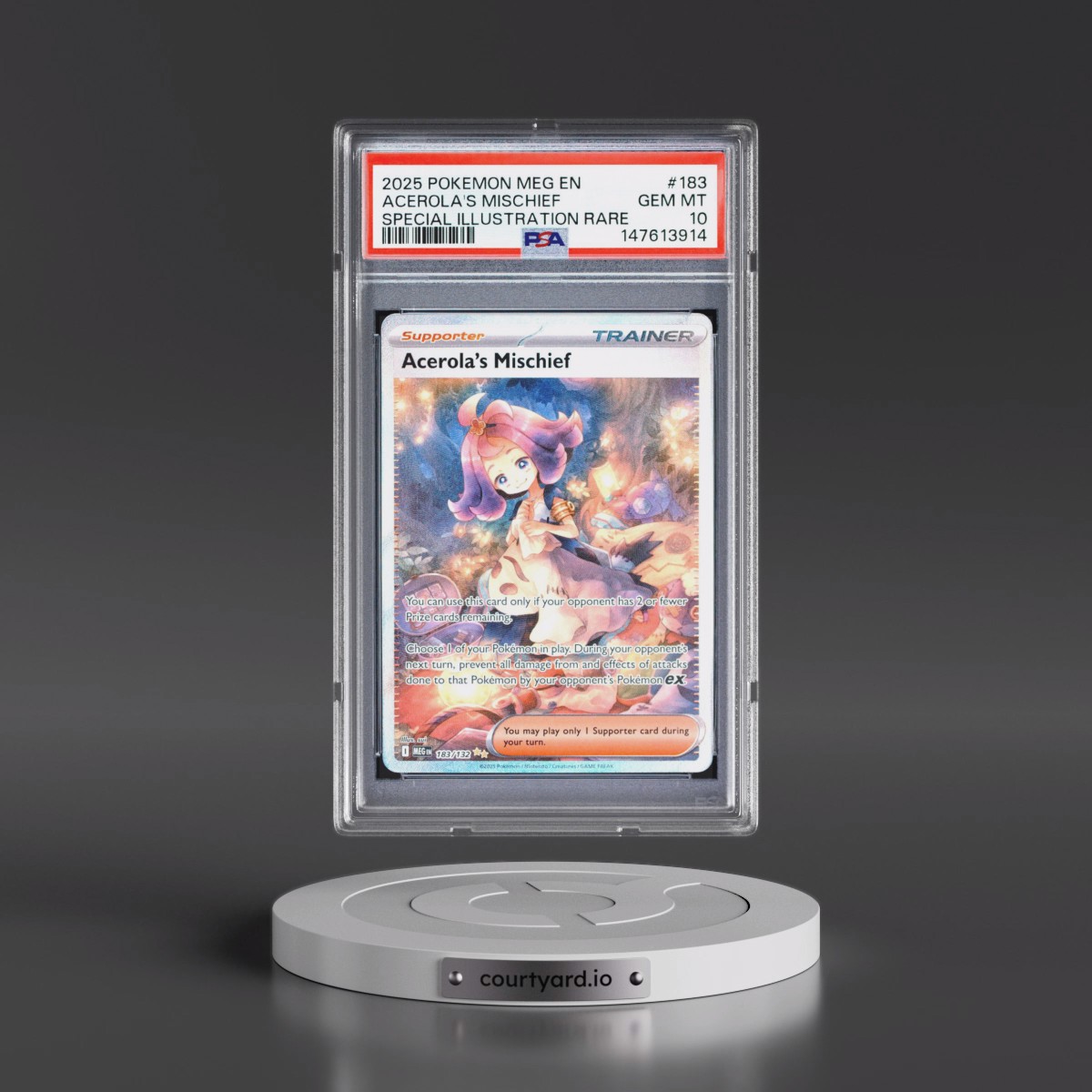 2025 Pokémon Meg EN-Mega Evolution #183 Acerola's Mischief - Special Illustration Rare (PSA 10 GEM MINT)