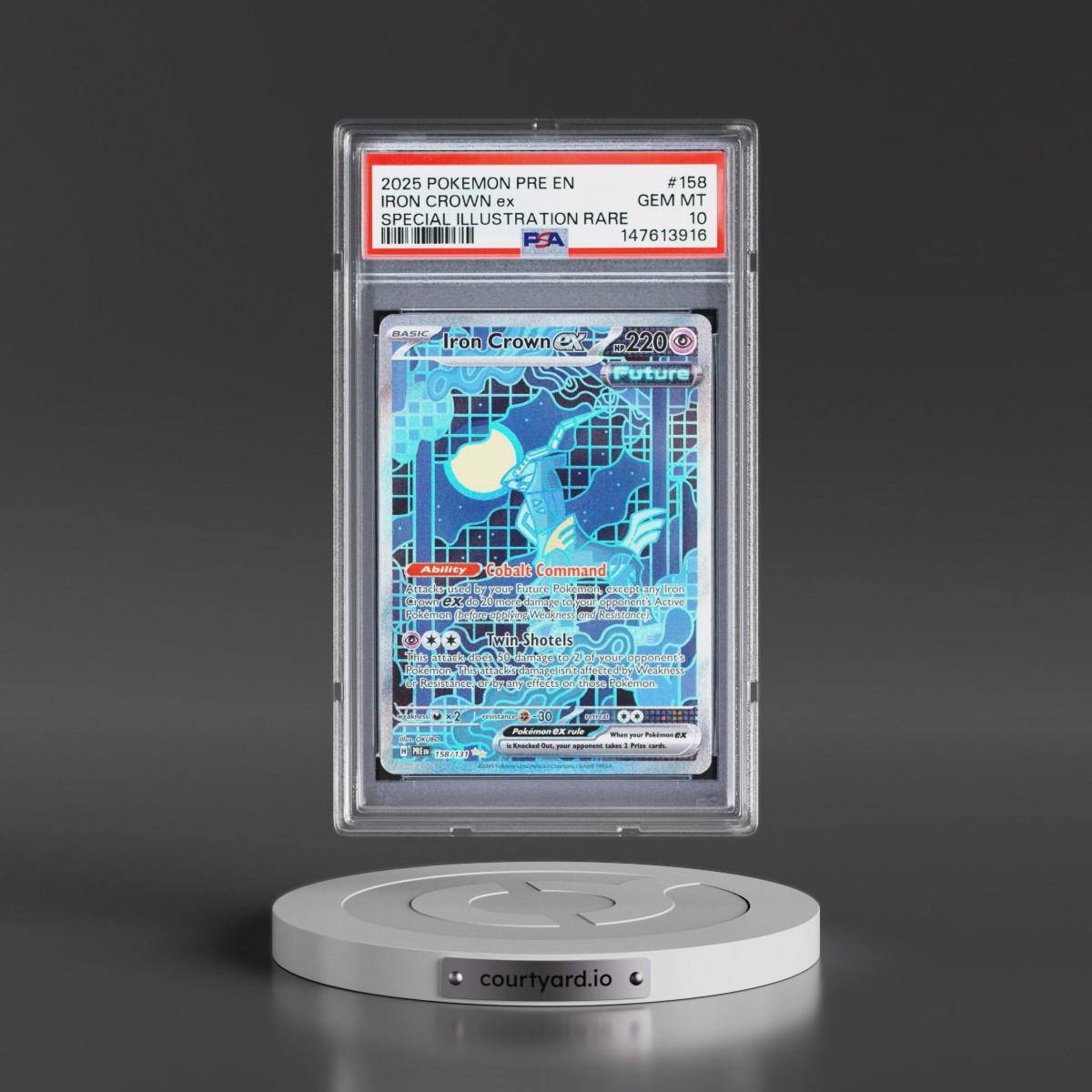 2025 Pokémon Pre EN-Prismatic Evolutions #158 Iron Crown EX - Holo Special Illustration Rare (PSA 10 GEM MINT)