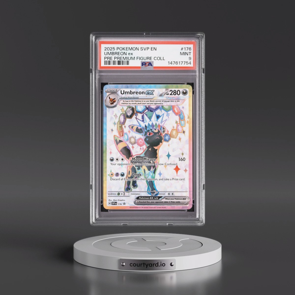 2025 Pokémon Svp EN-SV Black Star Promo #176 Umbreon EX - Holo Prismatic Evolutions Premium Figure Collection (PSA 9 MINT)