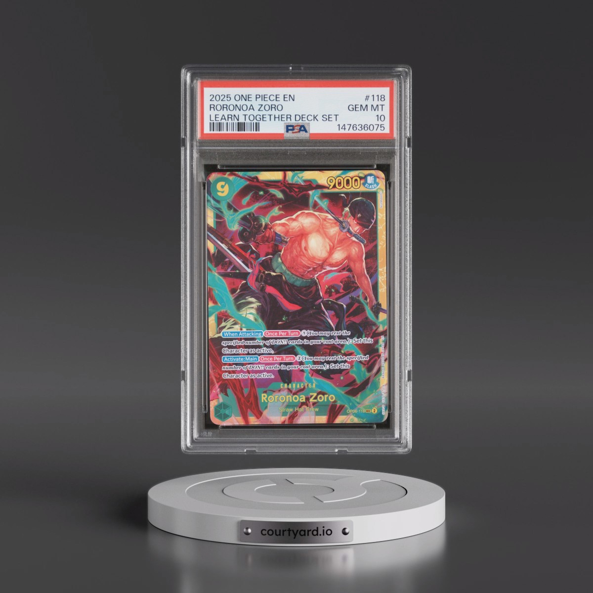 2025 One Piece Learn Together Deck Set #118 Roronoa Zoro (PSA 10 GEM MINT)