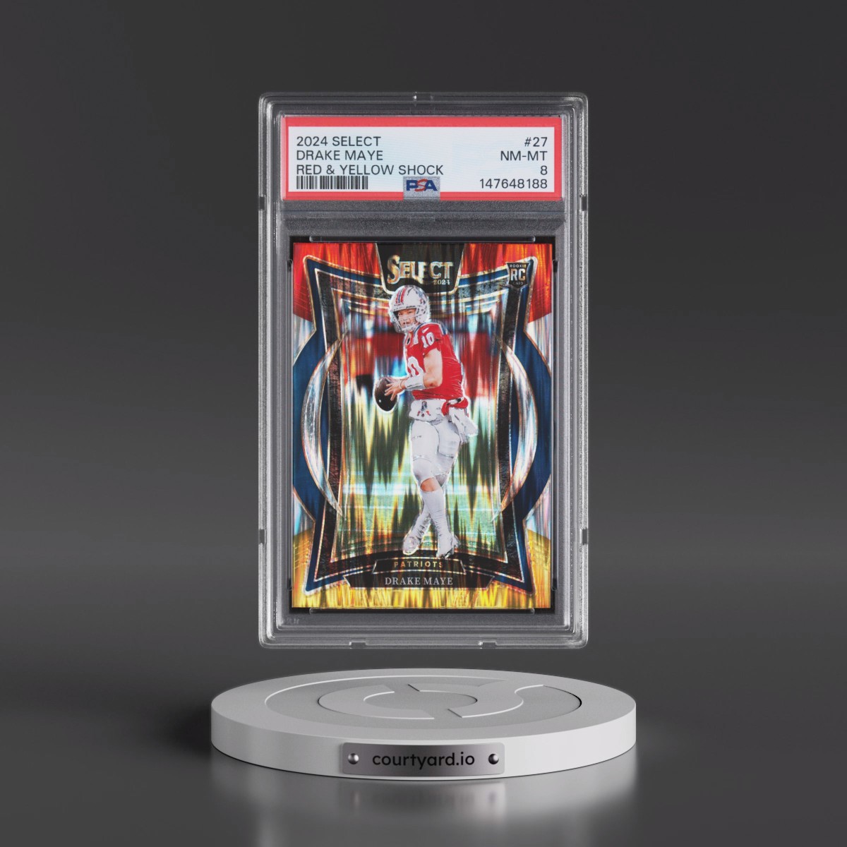 2024 Panini Select #27 Drake Maye - Red & Yellow Shock (PSA 8 NM-MT)