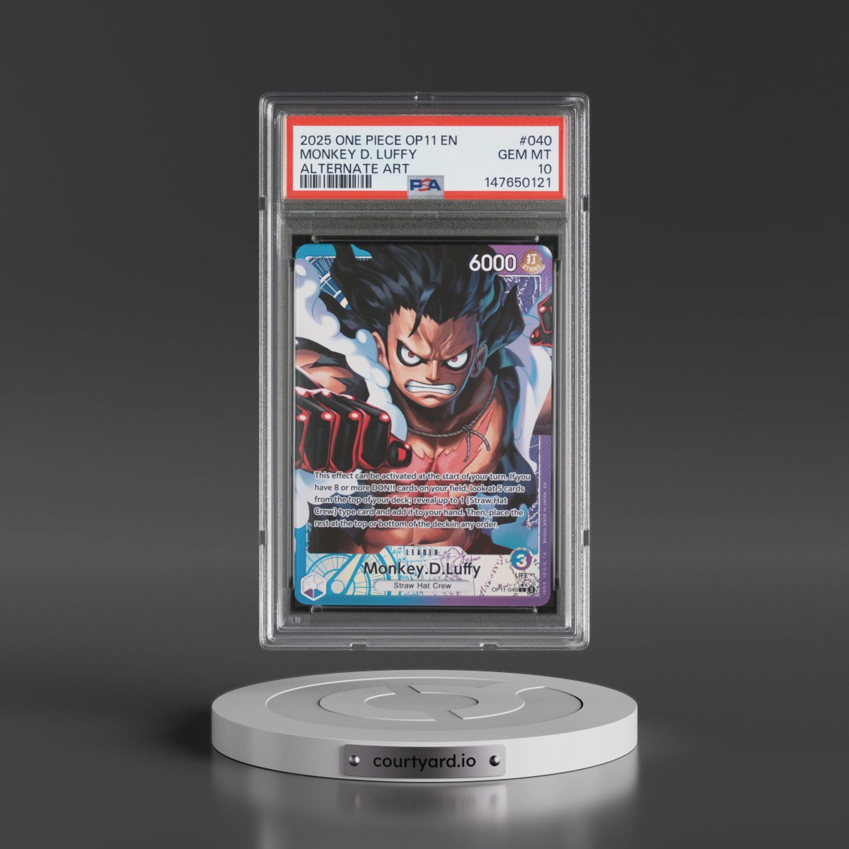 2025 One Piece OP11-A Fist of Divine Speed #040 Monkey D. Luffy - Alternate Art (PSA 10 GEM MINT)