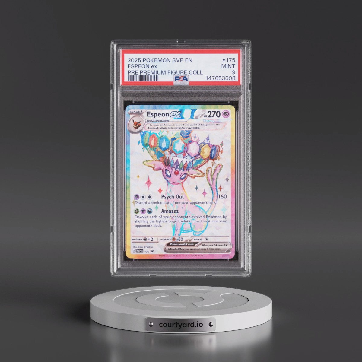 2025 Pokémon Svp EN-SV Black Star Promo #175 Espeon EX - Holo Prismatic Evolutions Premium Figure Collection (PSA 9 MINT)