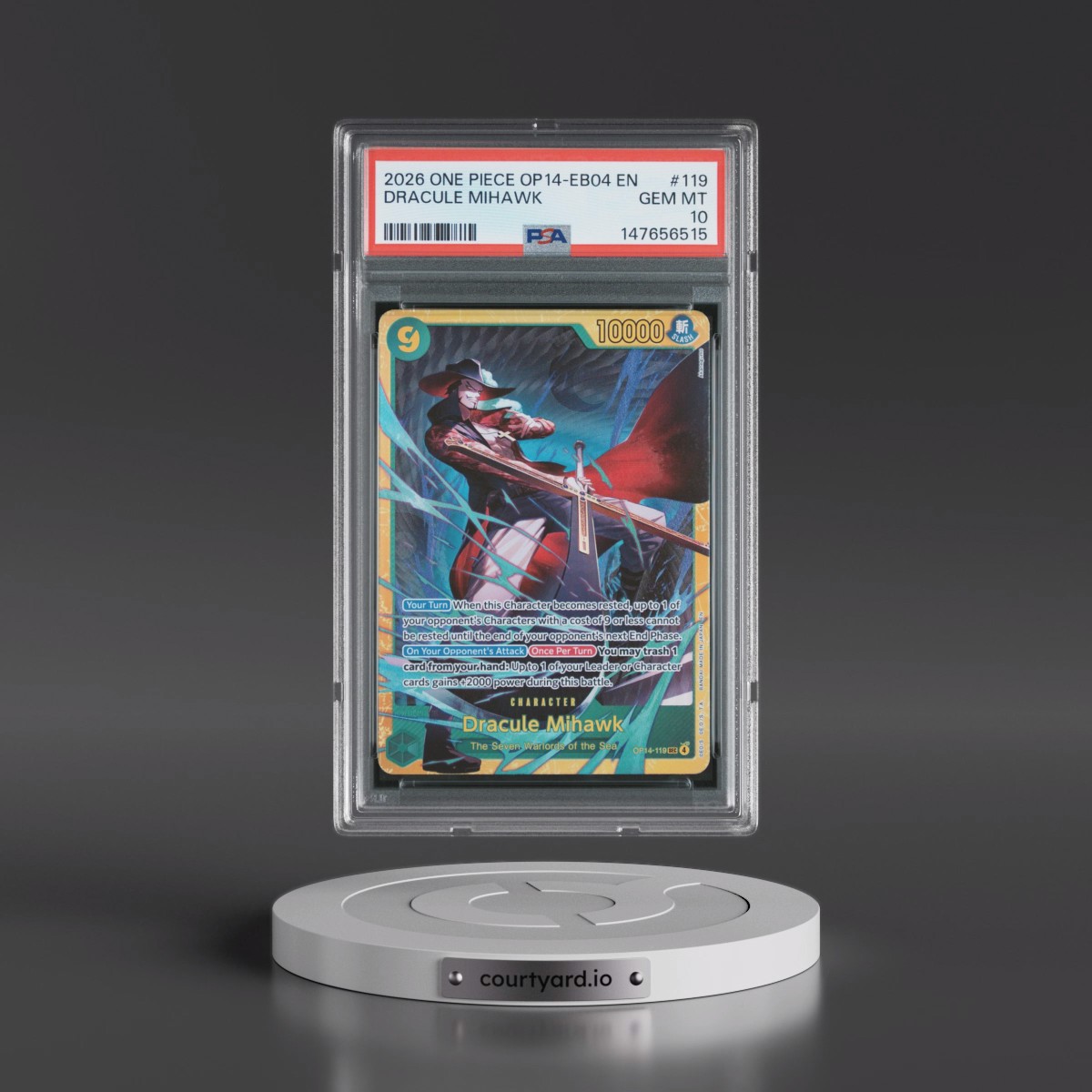2026 One Piece OP14-EB04-the Azure Sea's Seven #119 Dracule Mihawk (PSA 10 GEM MINT)