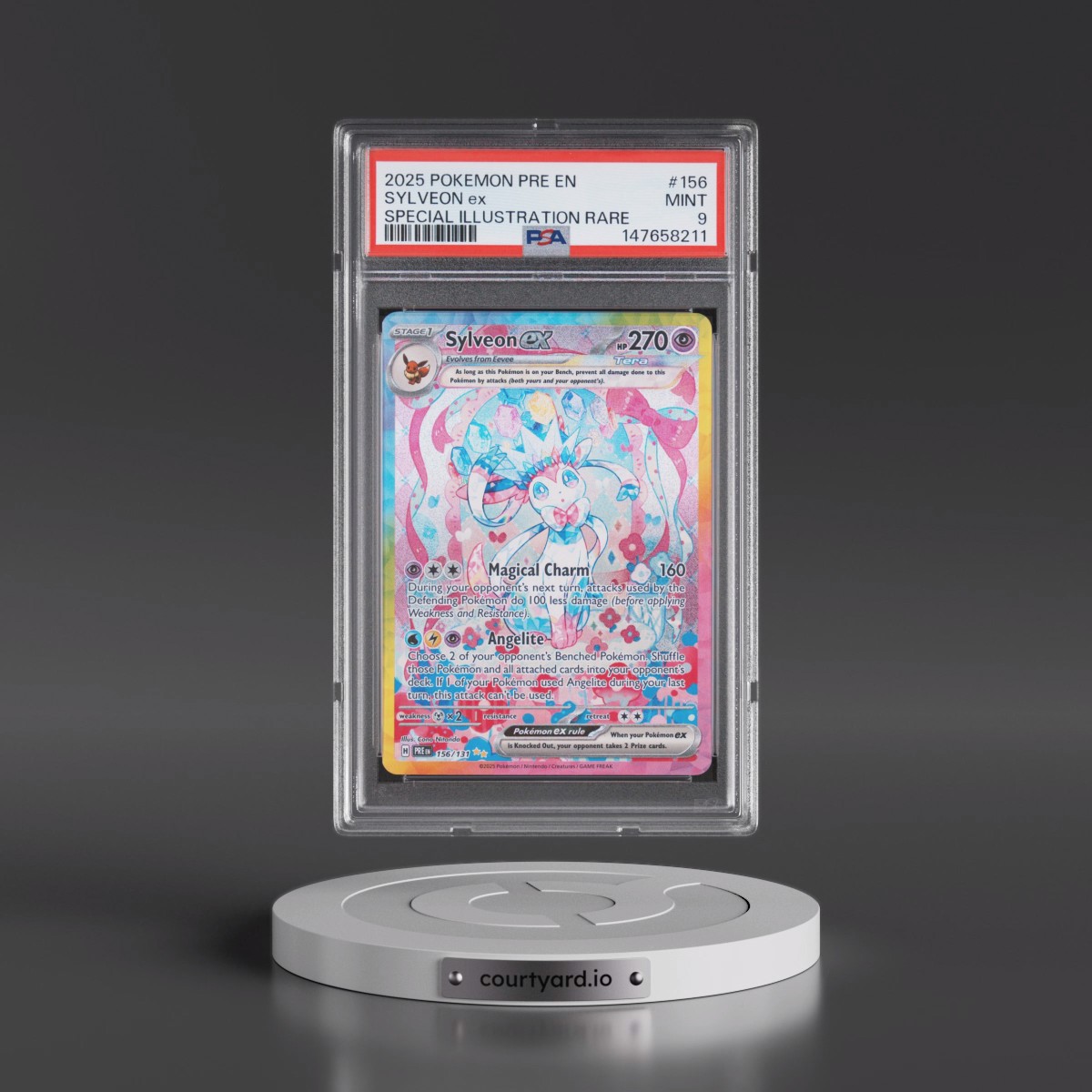 2025 Pokémon Pre EN-Prismatic Evolutions #156 Sylveon EX - Holo Special Illustration Rare (PSA 9 MINT)