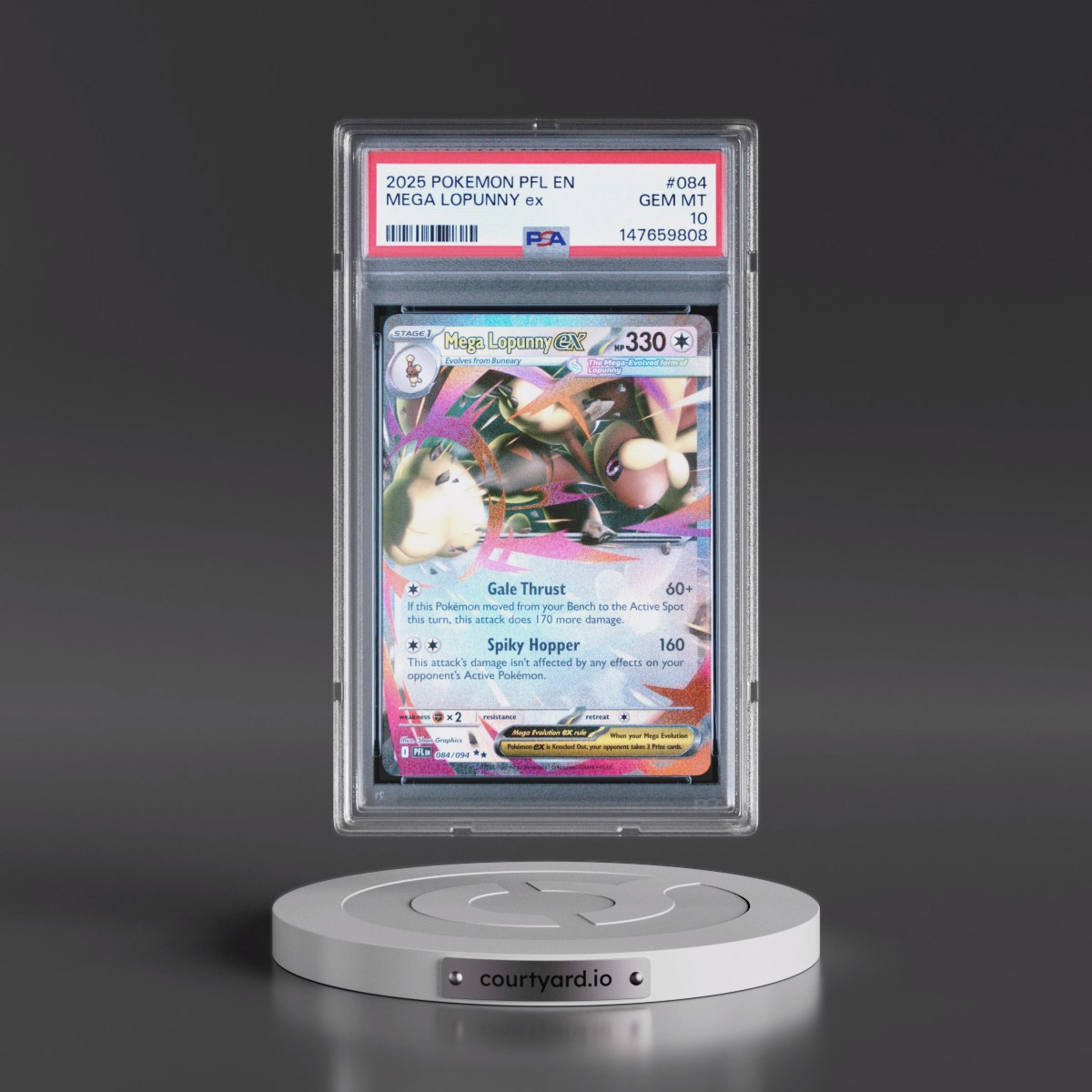 2025 Pokémon Pfl EN-Phantasmal Flames #084 Mega Lopunny EX - Holo (PSA 10 GEM MINT)