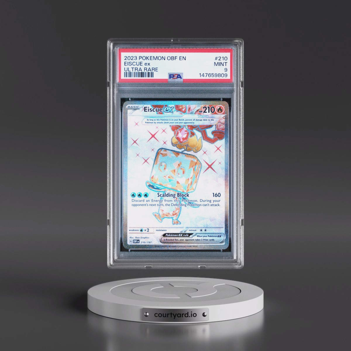 2023 Pokémon Obf EN-Obsidian Flames #210 Eiscue EX - Holo Ultra Rare (PSA 9 MINT)