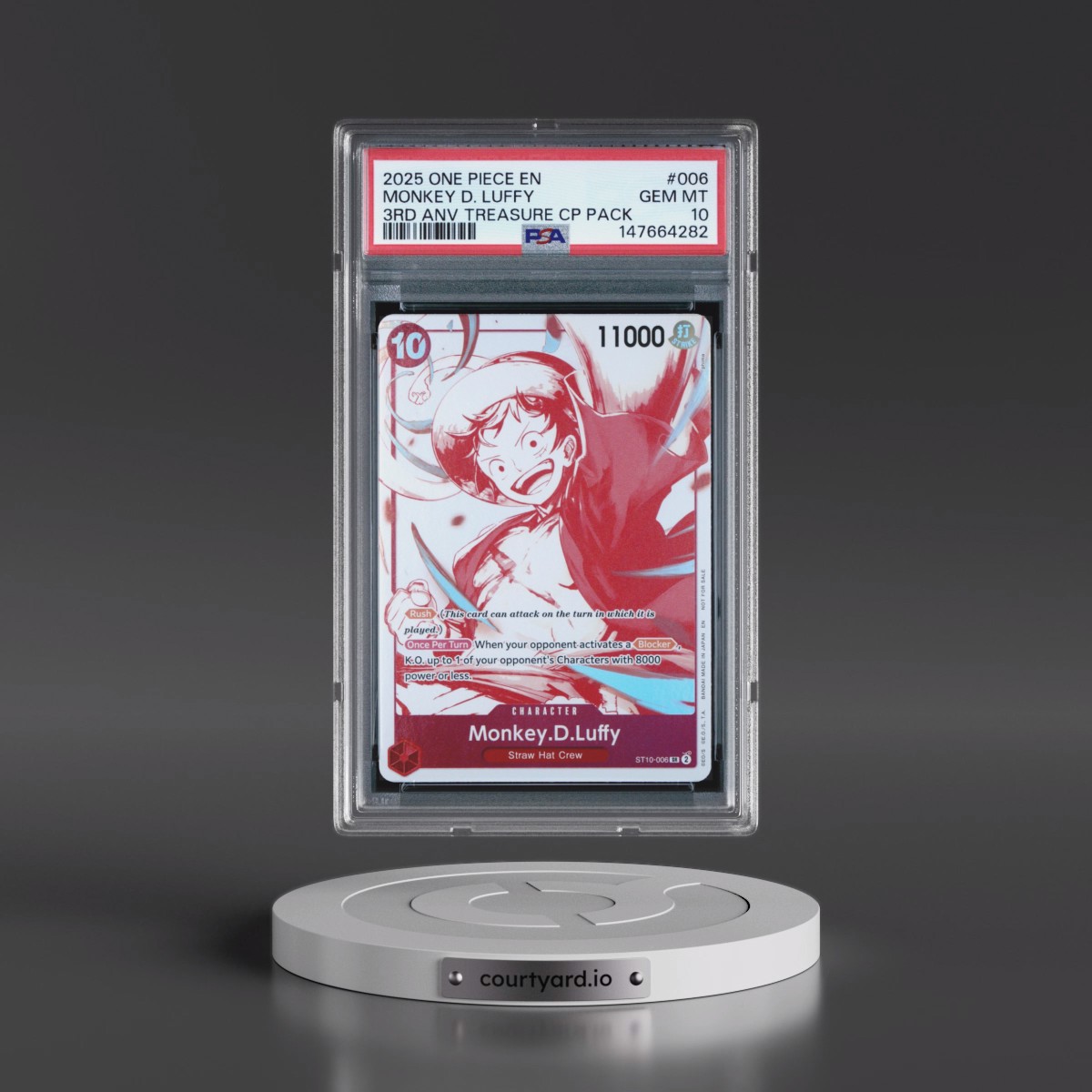 2025 One Piece 3rd Anniversary! One Piece Card Treasure Campaign Pack Monkey D. Luffy #006 PSA 10